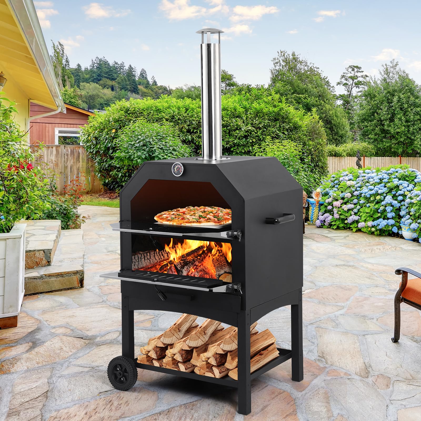GARVEE Outdoor Pizza Oven Versatile Wood-Fired Cooking for Any