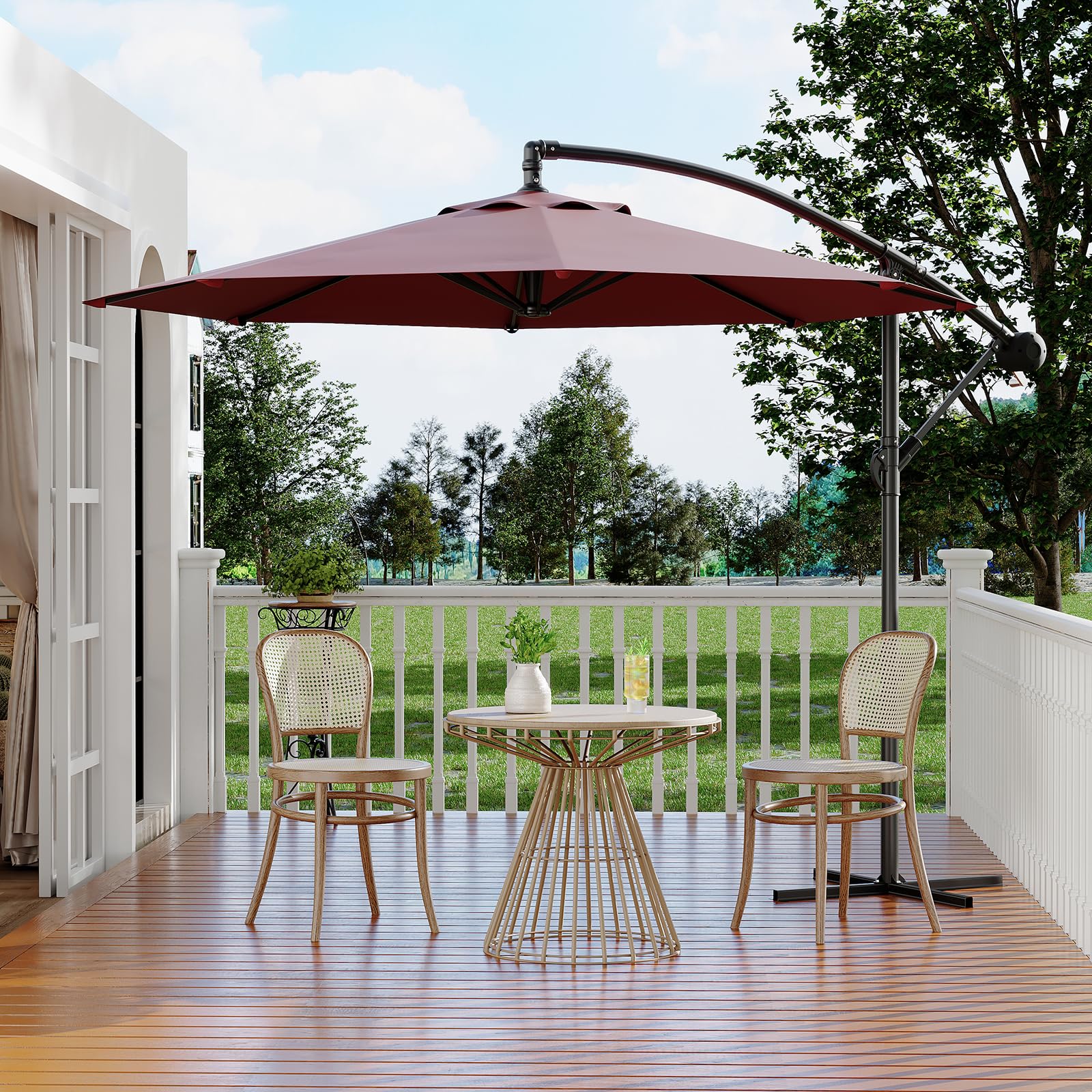 10' Offset Patio Umbrella - UV Protection & Tilt
