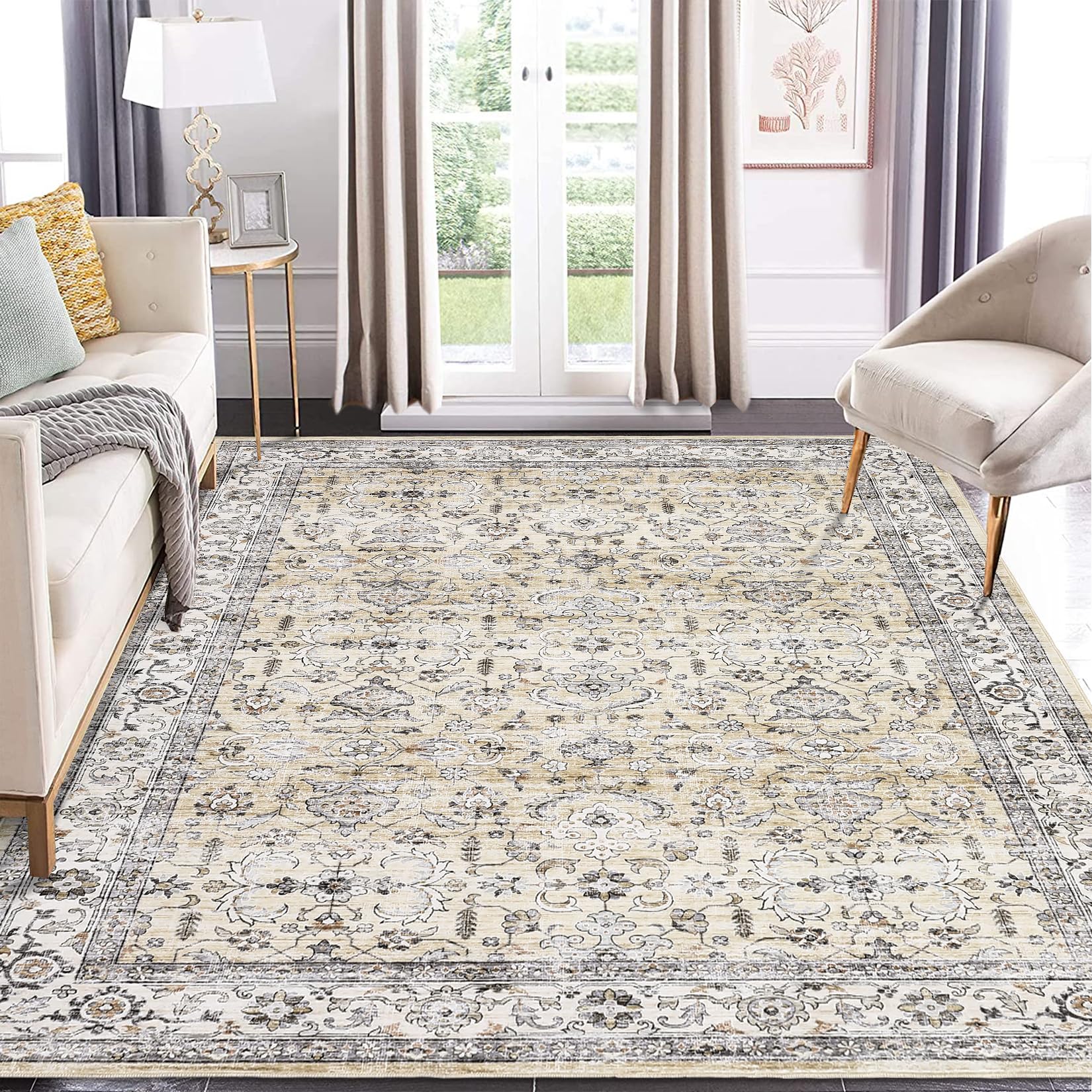 Garvee Large Area Rug 10x13 - Vintage Washable Non-Slip Soft Carpet, image size:1650x1650