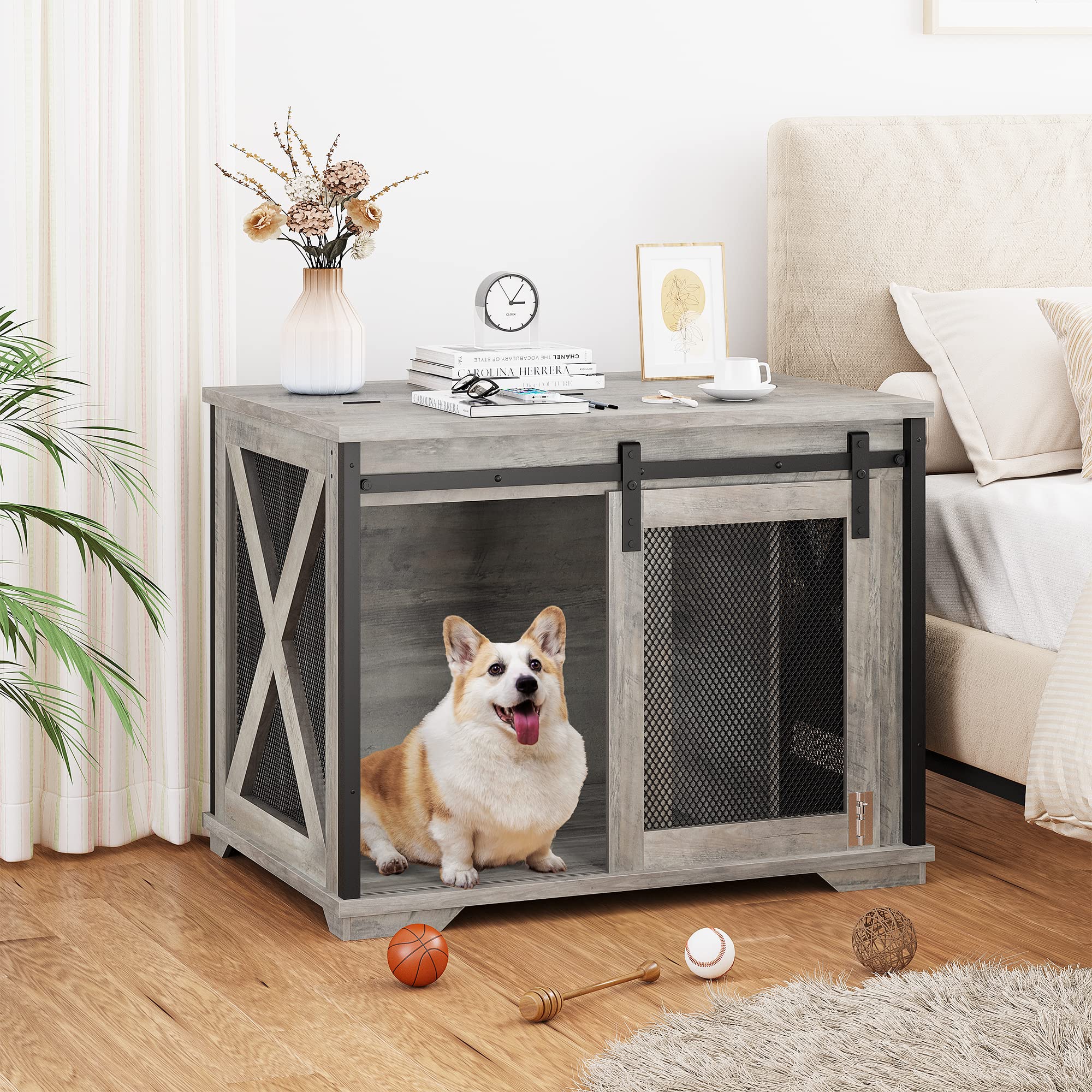 Stylish GARVEE 37'' Dog Crate Furniture Side End Table for Pet Owners