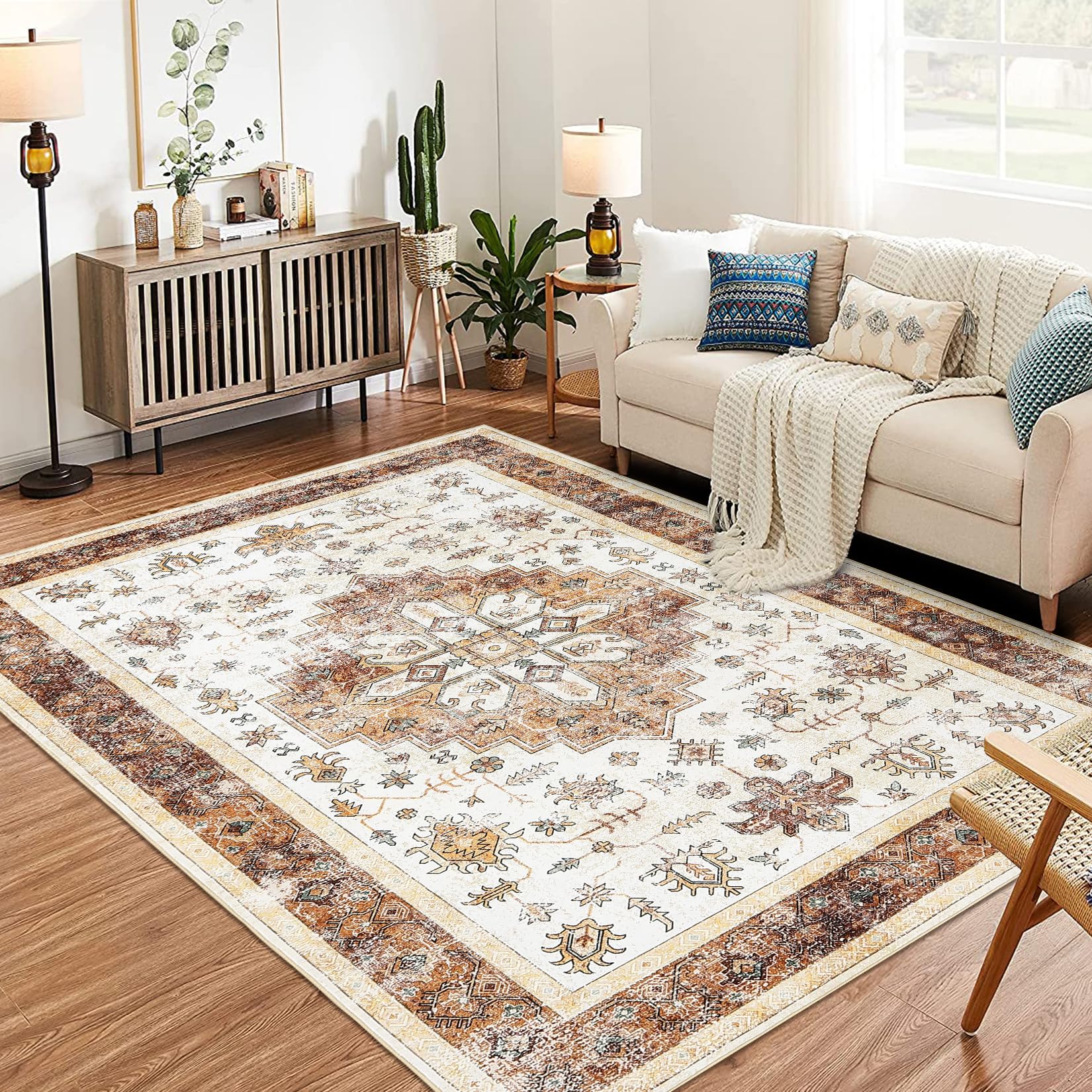 GARVEE Large Machine Washable Area Rug Living Room Rugs, 9x12 Soft Ind