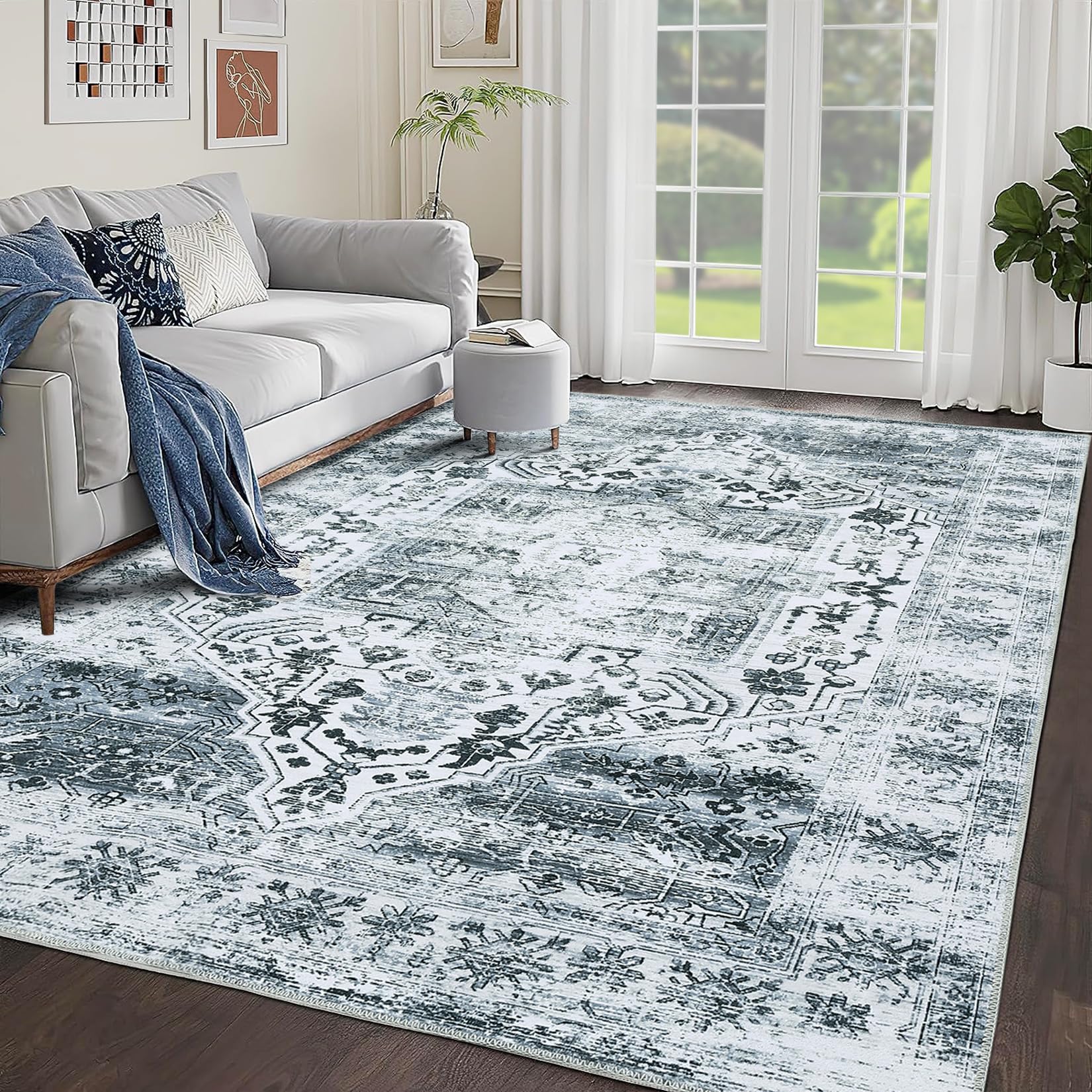 GARVEE 10x13 Washable Area Rug Non-Slip, Stain-Resistant