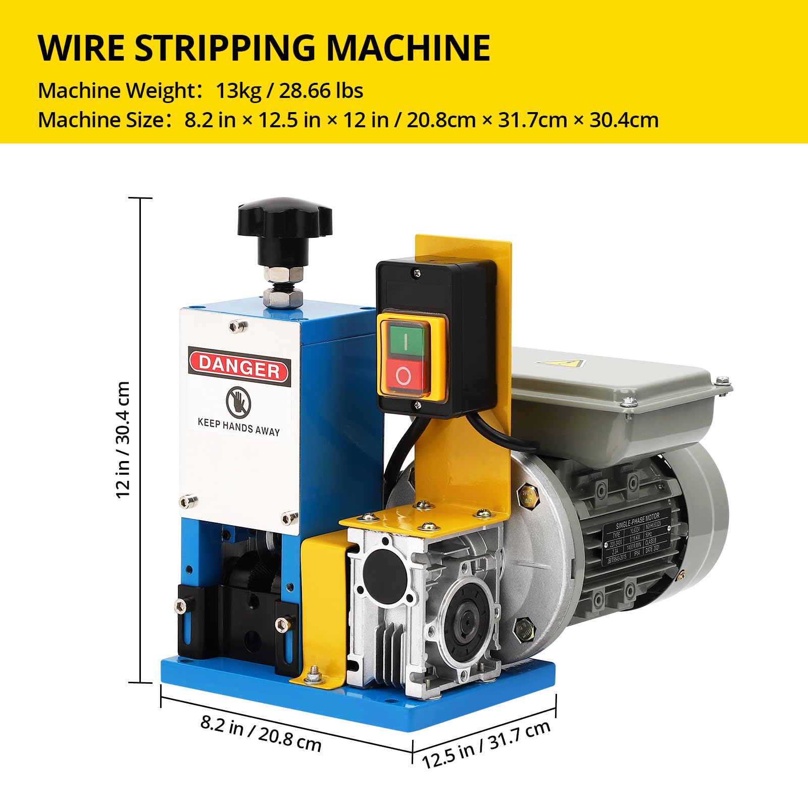 Electric Wire Stripper 1.5-25mm, 60 ft/min, for Cable Recycling