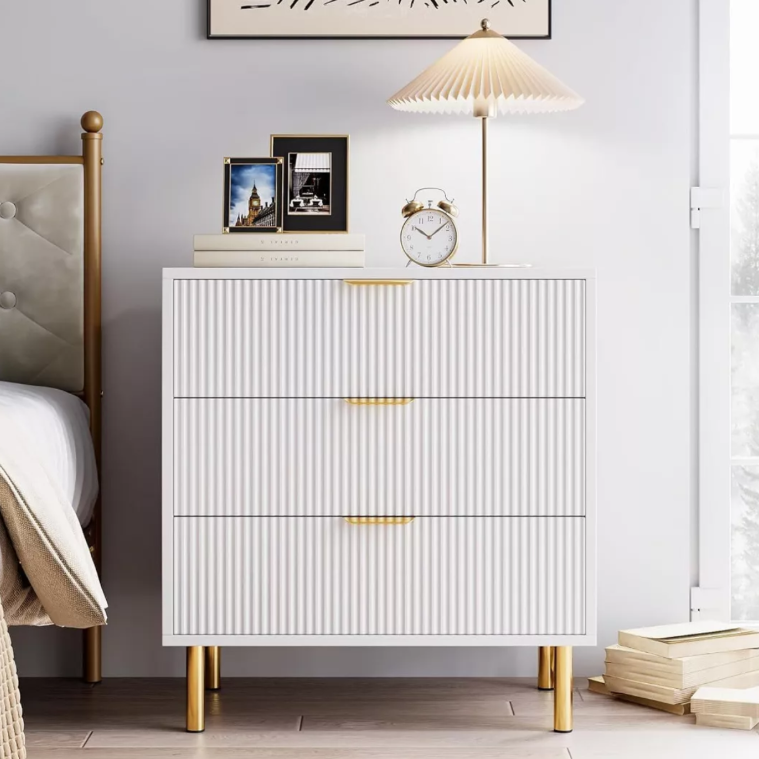 Garvee 3 Drawer Dresser for Bedroom, Modern Wood Storage Chest with Gold Metal Handles, Anti-Tipping Design, Large Nightstand Organizer for Entryway, ... Garvee 3 Drawer Dresser for Bedroom, Modern Wood Storage Chest with Gold Metal Handles, Anti-Tipping Design, Large Nightstand Organizer for Entryway, ...