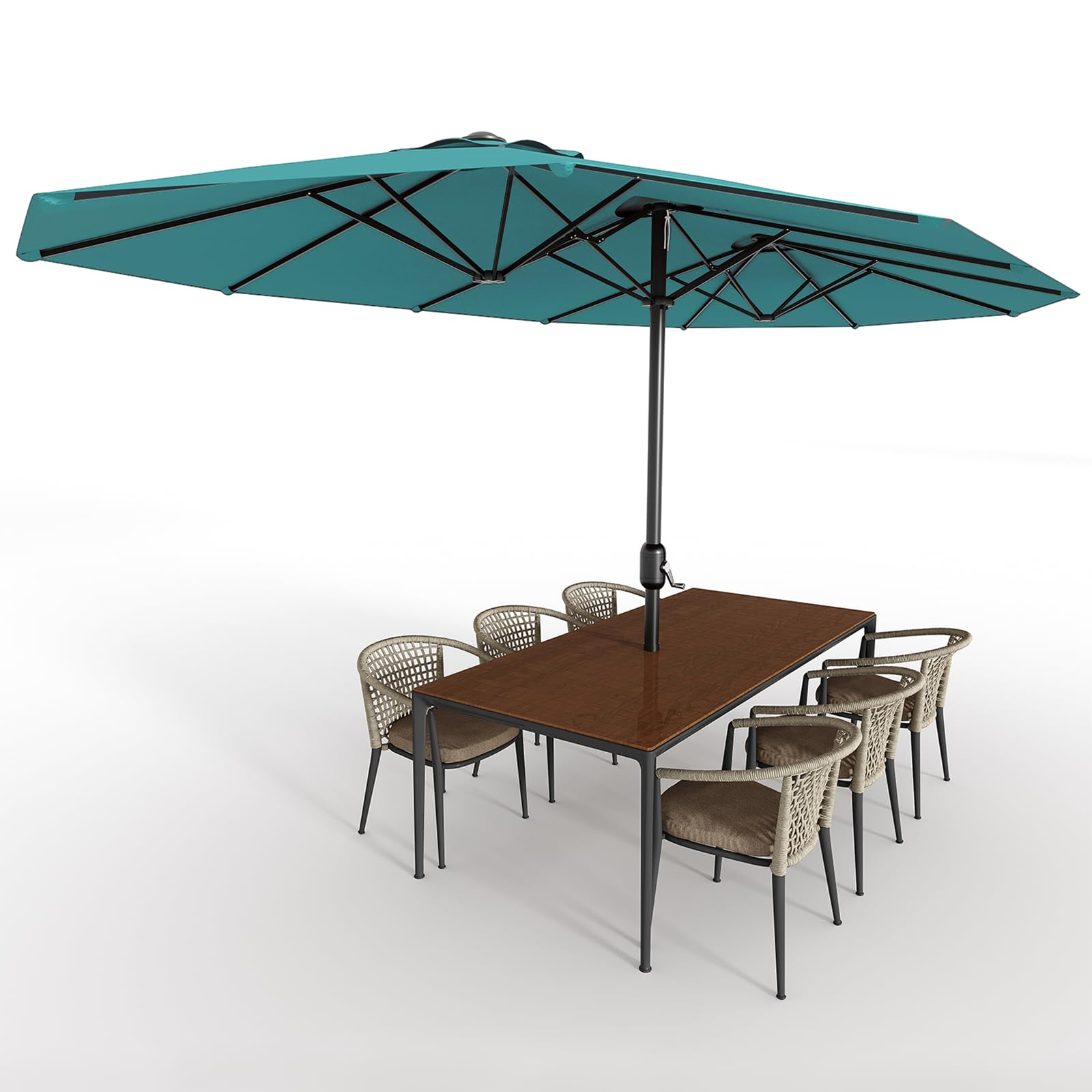 are patio umbrellas uv resistant Garvee 13' Double-Sided Umbrella, Outdoor Patio Umbrellas, Rectangle Market  Umbrella with Crank Handle, Large Patio Umbrell for Poolside Backyard,