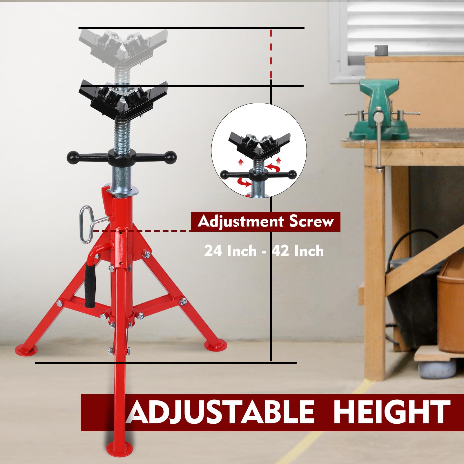 Pipe Stand Transfer V-Head & Adjustable Heigh Pipe Jack Stand