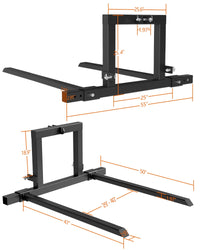 1500 lbs 3 Point Hitch Pallet Fork for Cat 1 Tractors