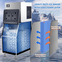 350LBS/24H Commercial Ice Maker + 310LBS Bin for Business
