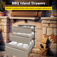 Stainless Steel SingleLayer BBQ Drawers for Outdoor Kitchen