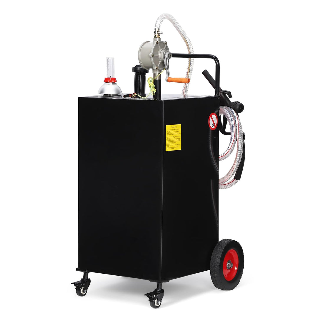 Stainless Steel Portable Fuel Caddy with Manual Pump & Wheels