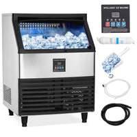 300lbs/24H & 100lbs Storage Freestanding Ice Maker, Self-Cleaning, LCD,Stainless Steel