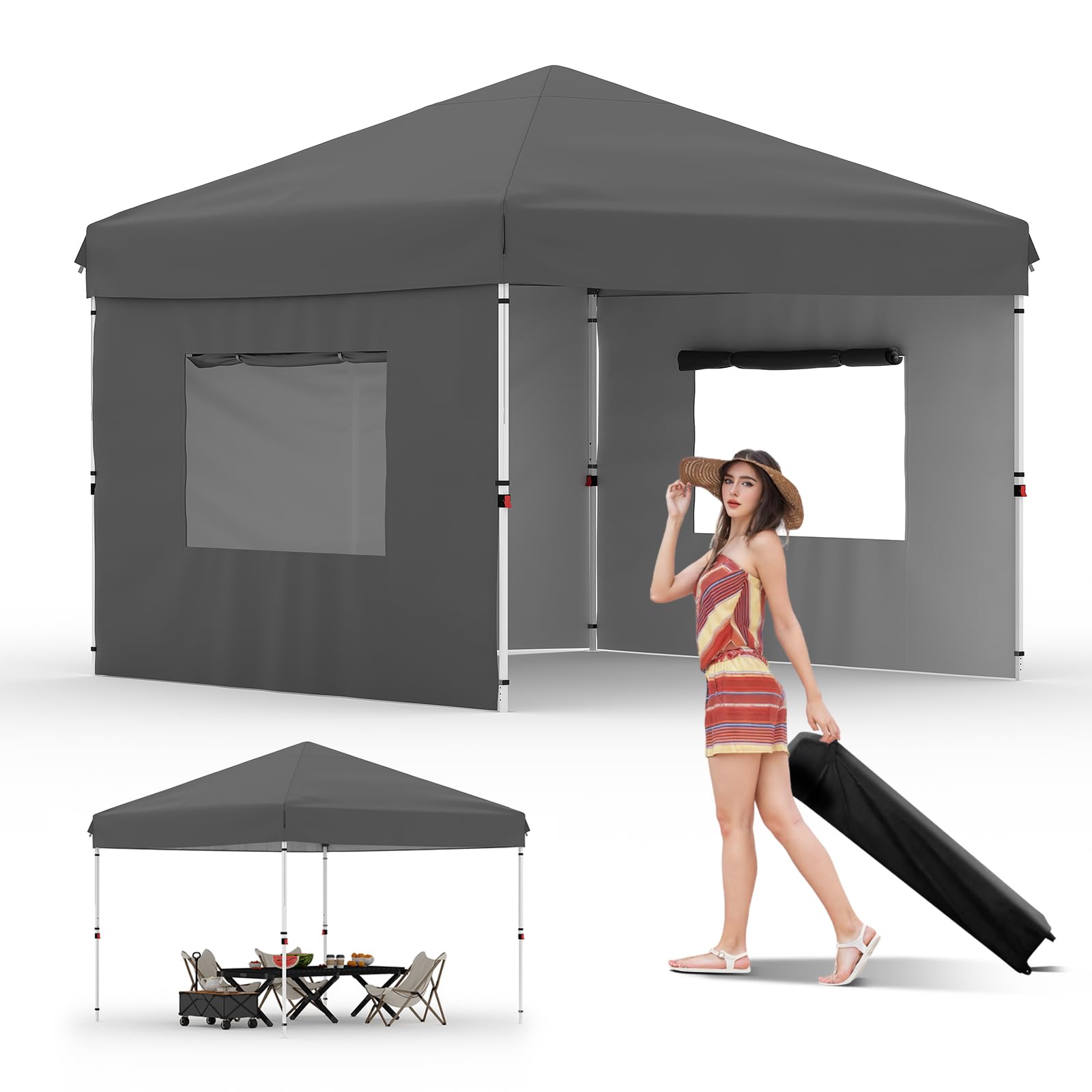 easy assemble tent Garvee 10'x10' Pop Up Canopy – Heavy Duty Easy Setup Tent for Events,