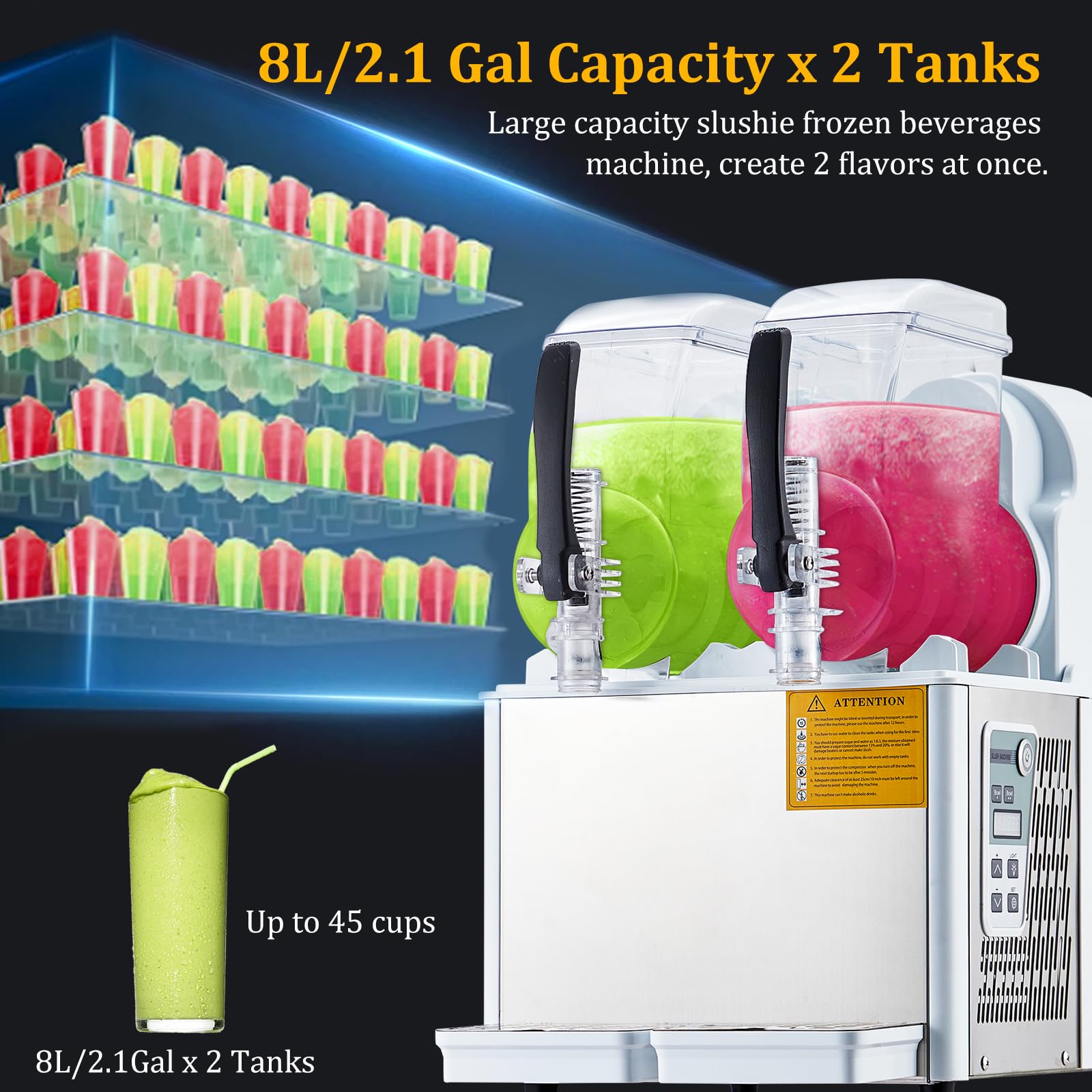 2.1 Gal Dual-Tank Margarita/Slushy Machine for Cafes & Bars