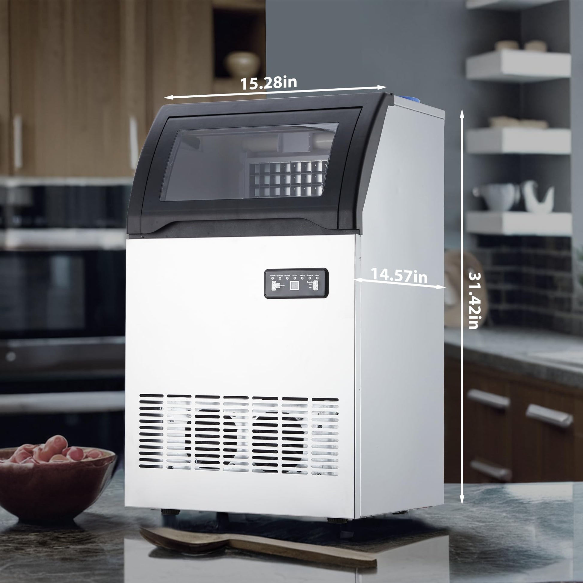 100Lbs/24H Ice Maker, 33Lbs Storage, 45 Cubes in 11-20Mins