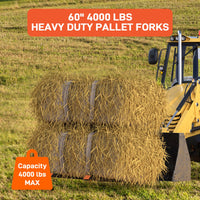 Double Nuts Pallet Forks, Clamp-On for Tractor & Skid Steer