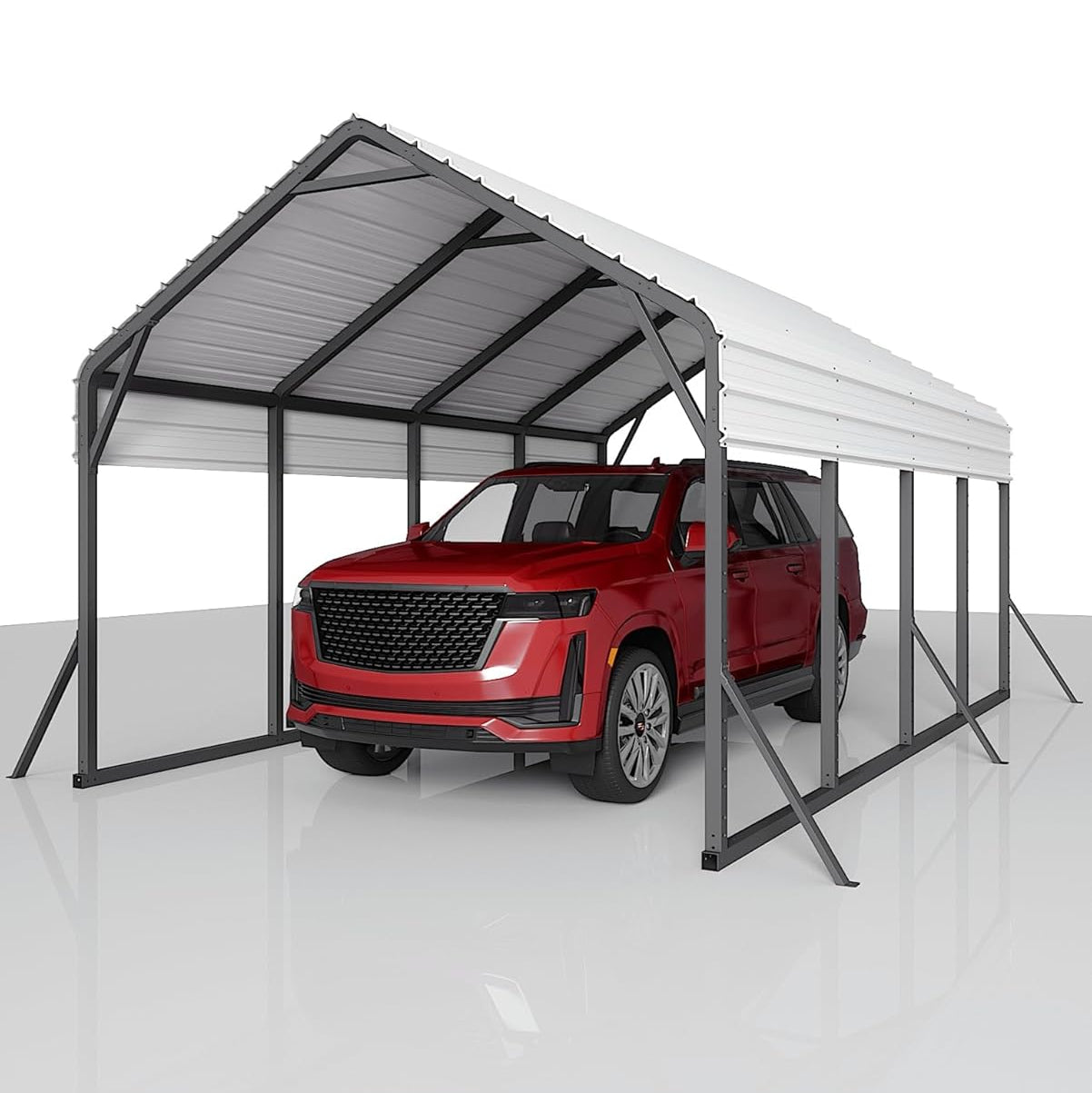 Garvee Oversized Metal Carport 13'x21'x11' Steel Heavy Duty Rust