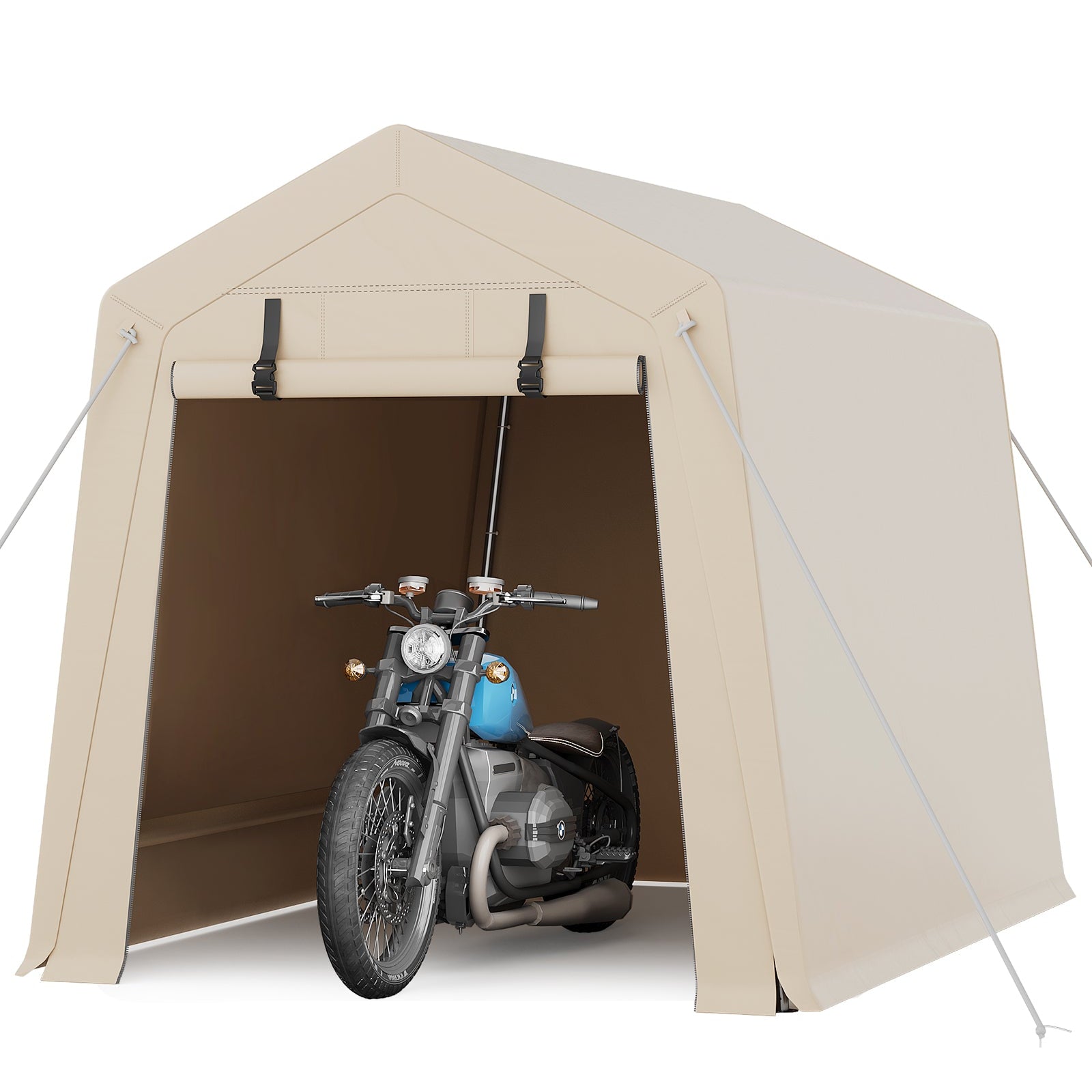 tarp 6x6 Garvee 6x6 ft Portable Outdoor Storage Shed with Dual Roll-Up Doors & Vents, 240G Waterproof PE Tarp, UV-Resistant Steel Frame, Heavy-Duty Shelter for