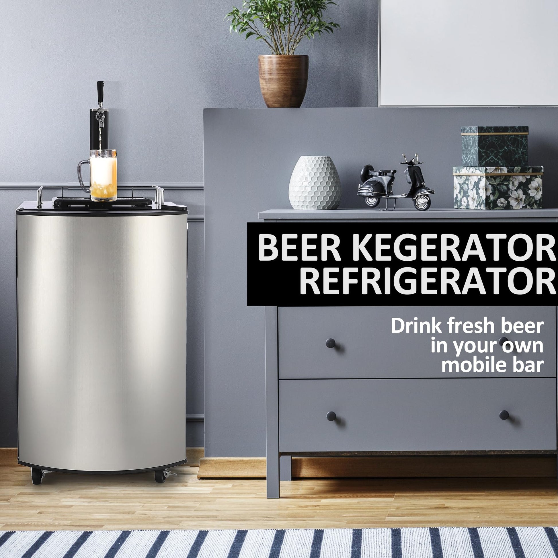Single Tap Kegerator, Full Size, Beer Draft Dispenser - Silver