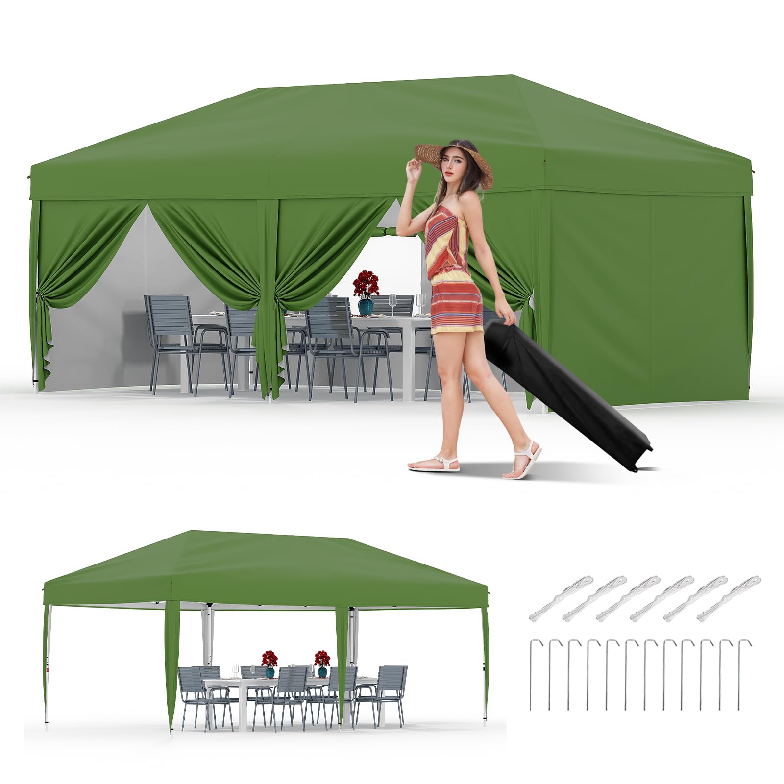 PHO・10・8 Garvee 10x20 Pop Up Canopy Tent Waterproof UV Protection Heavy