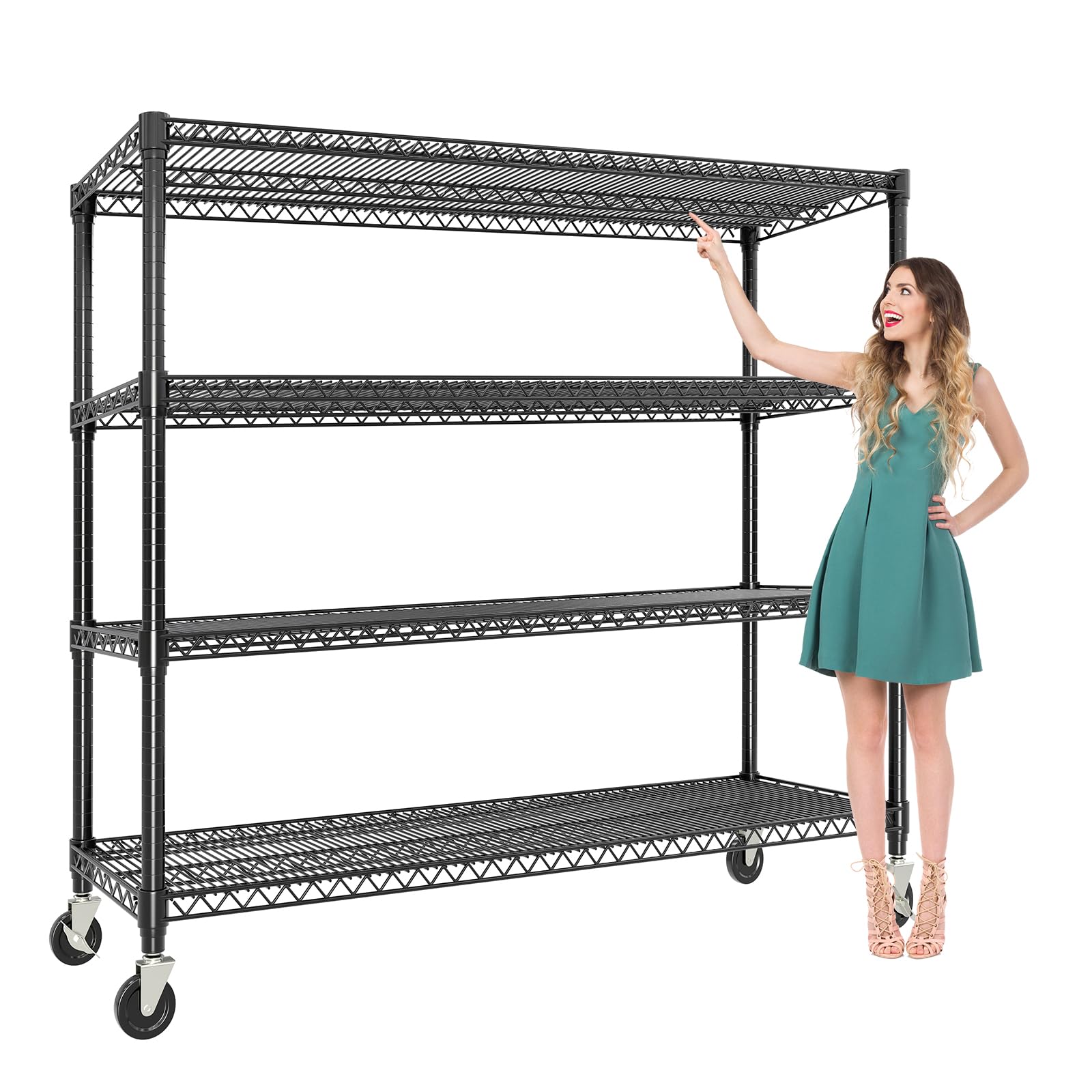 Garvee 2640LBS Rolling Storage Shelves Metal Garage Shelving Units 4