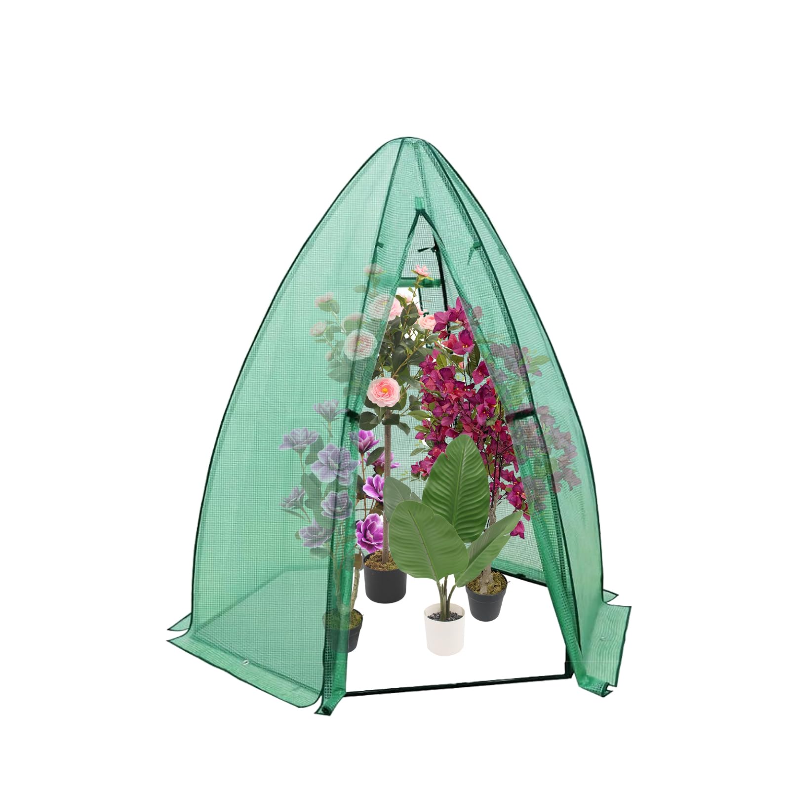 portable plant house Garvee Outdoor Greenhouse for Plants, Hexagonal Portable Plant House with PE Cover, Zipper Door, Mesh Window, Stable Frame—Weather & Animal Protection