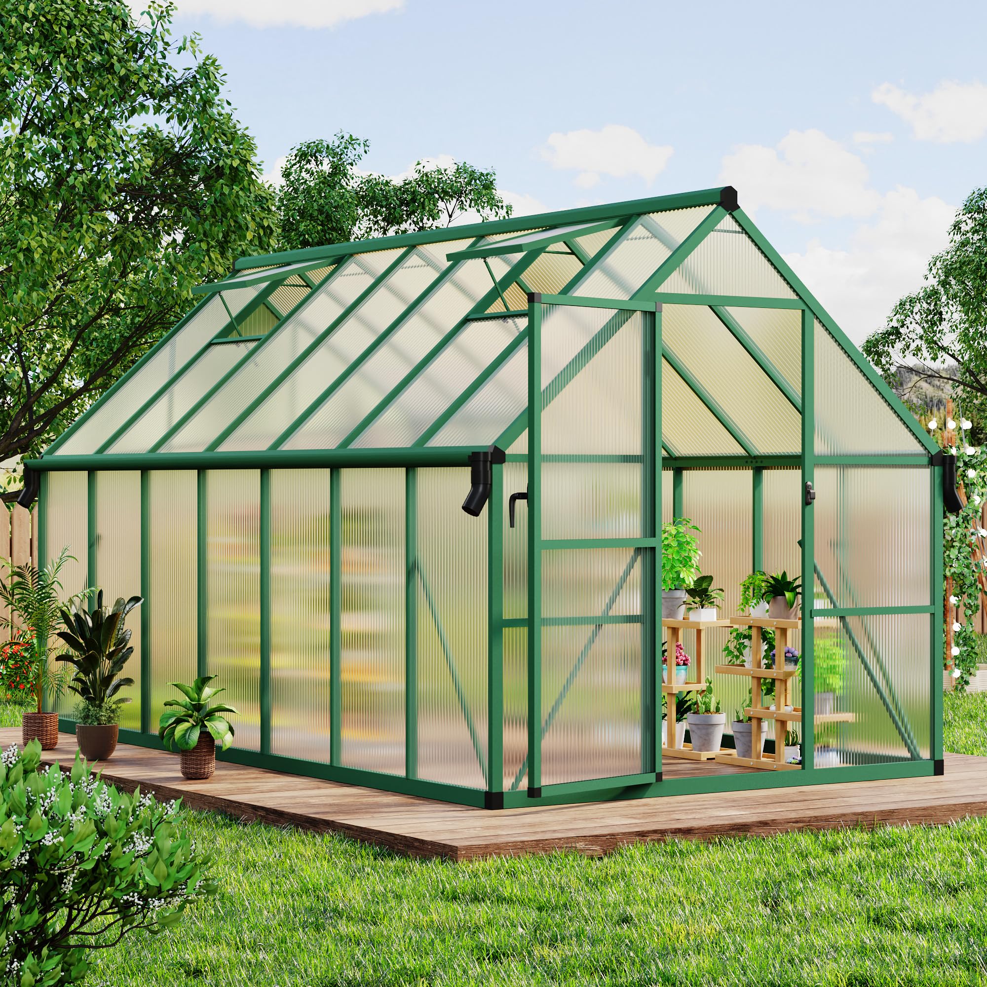 Garvee Spacious 8x14 FT Polycarbonate Greenhouse with Aluminum