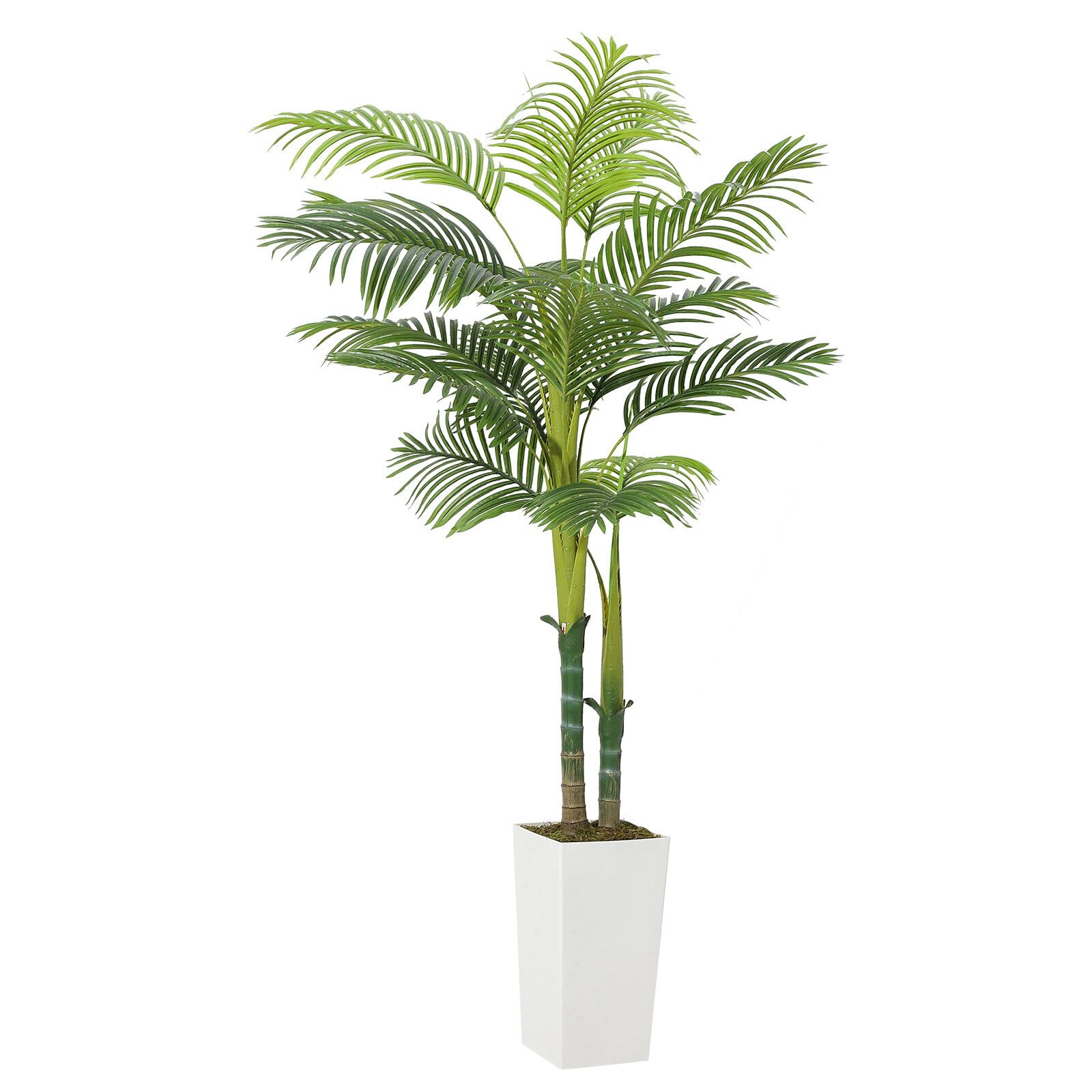 6ft palm plant Garvee 6ft Artificial Palm Tree with Planter, Tropical Faux Tree with 13  Fronds & Weighted Concrete Base, Realistic Indoor/Outdoor Fake Plant for
