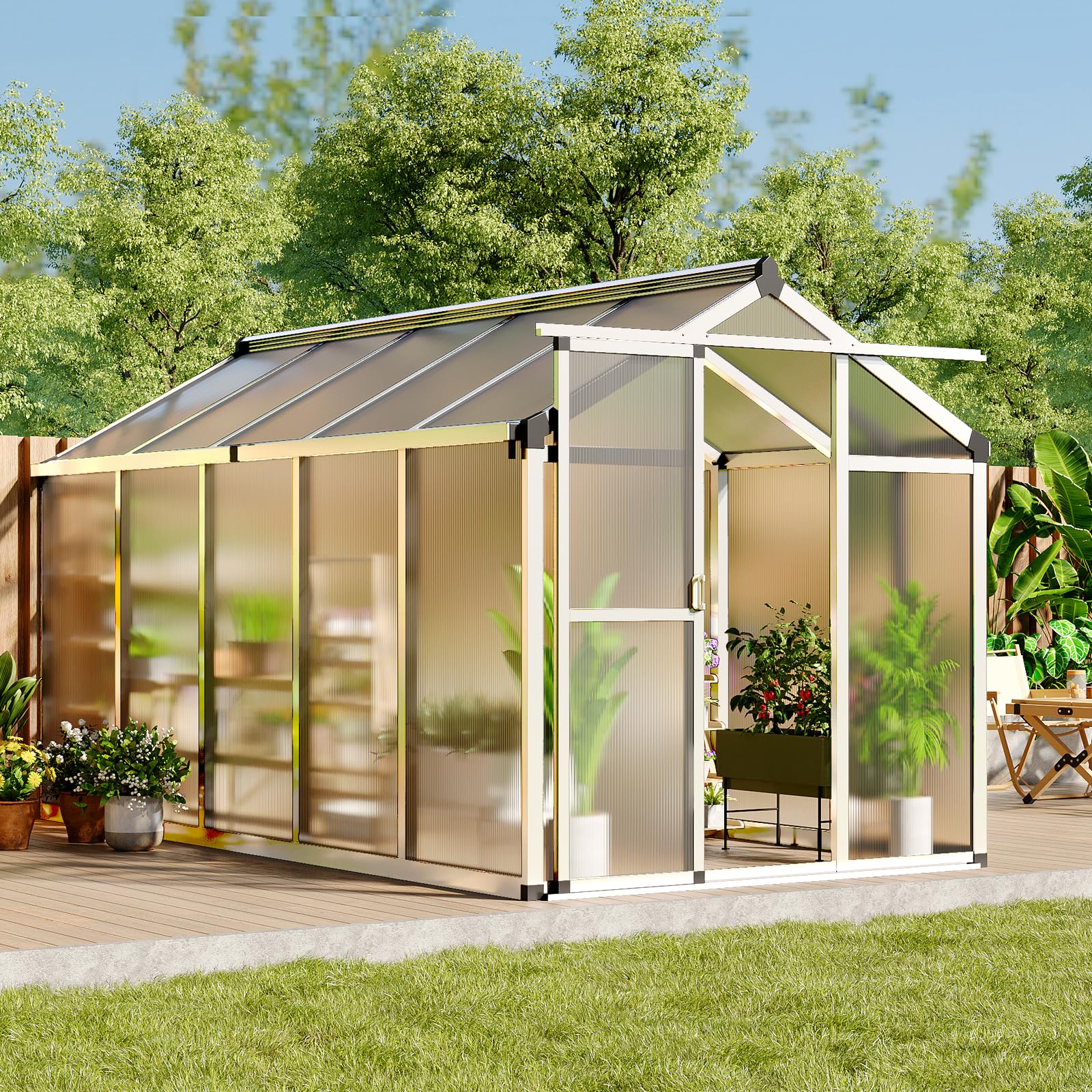 Garvee 6x10 FT Polycarbonate Greenhouse with Aluminum Frame