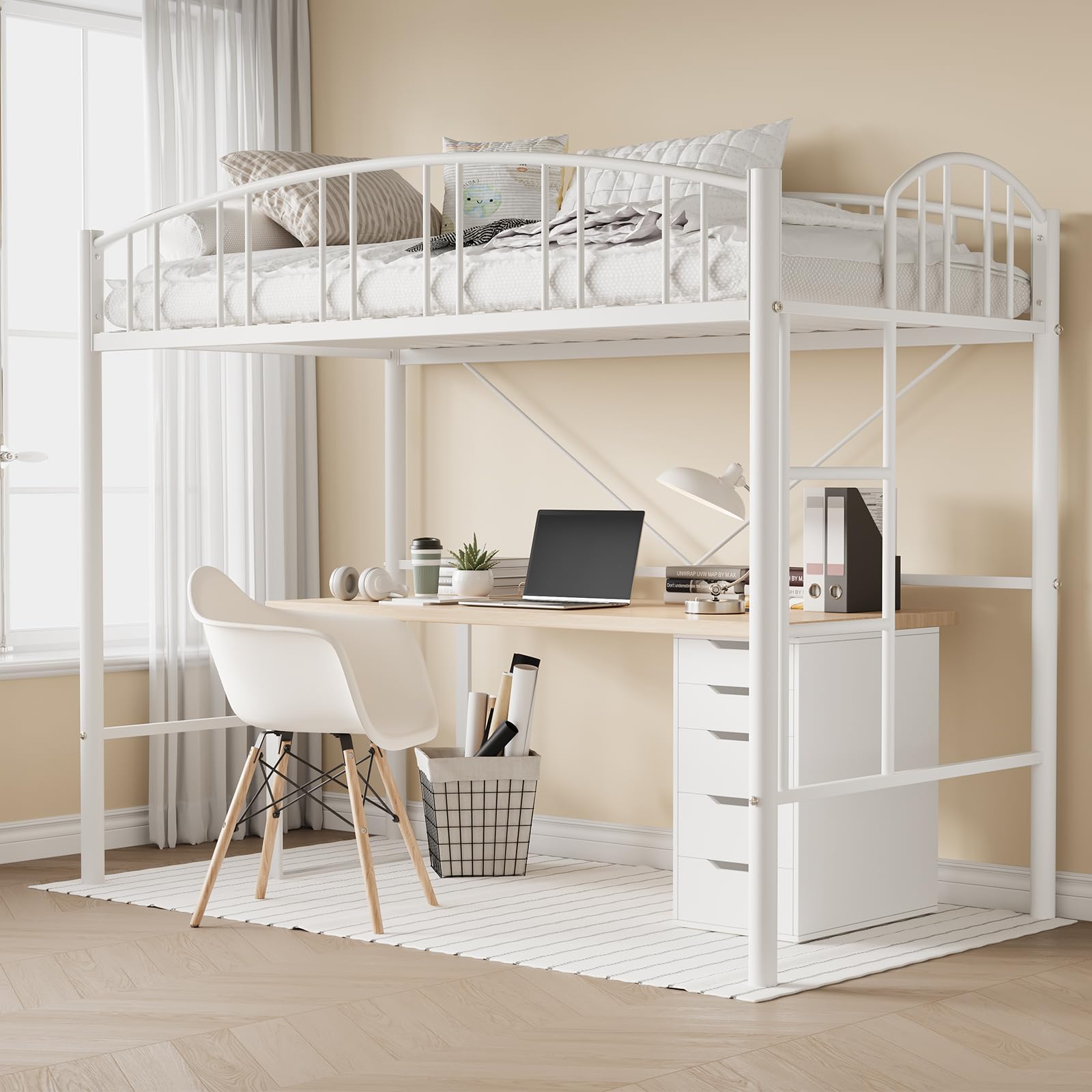 Garvee Twin Size Loft Bed Frame for Small Room - Safety & Space-Saving