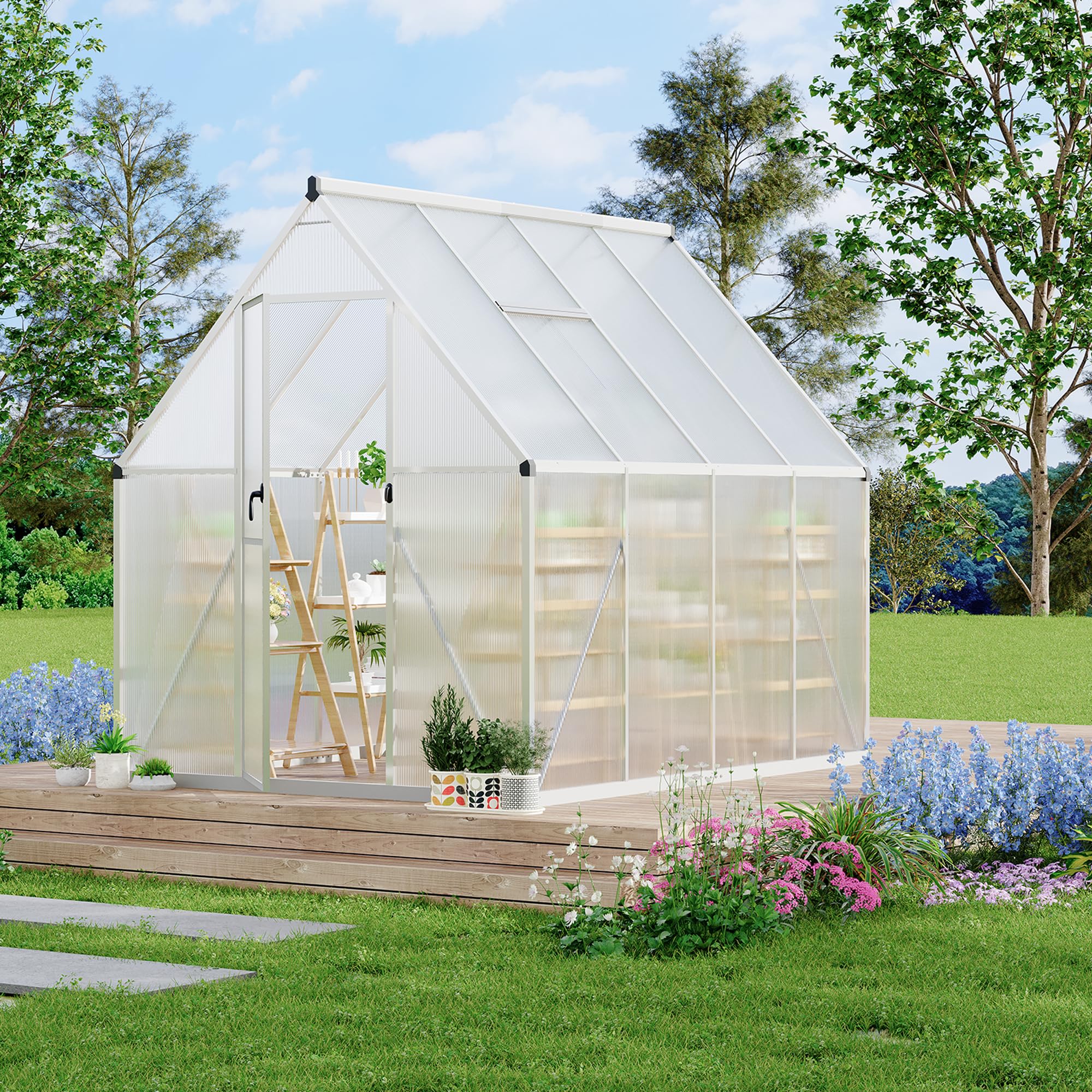 Garvee 6x7 FT Heavy Duty Aluminum Polycarbonate Greenhouse with