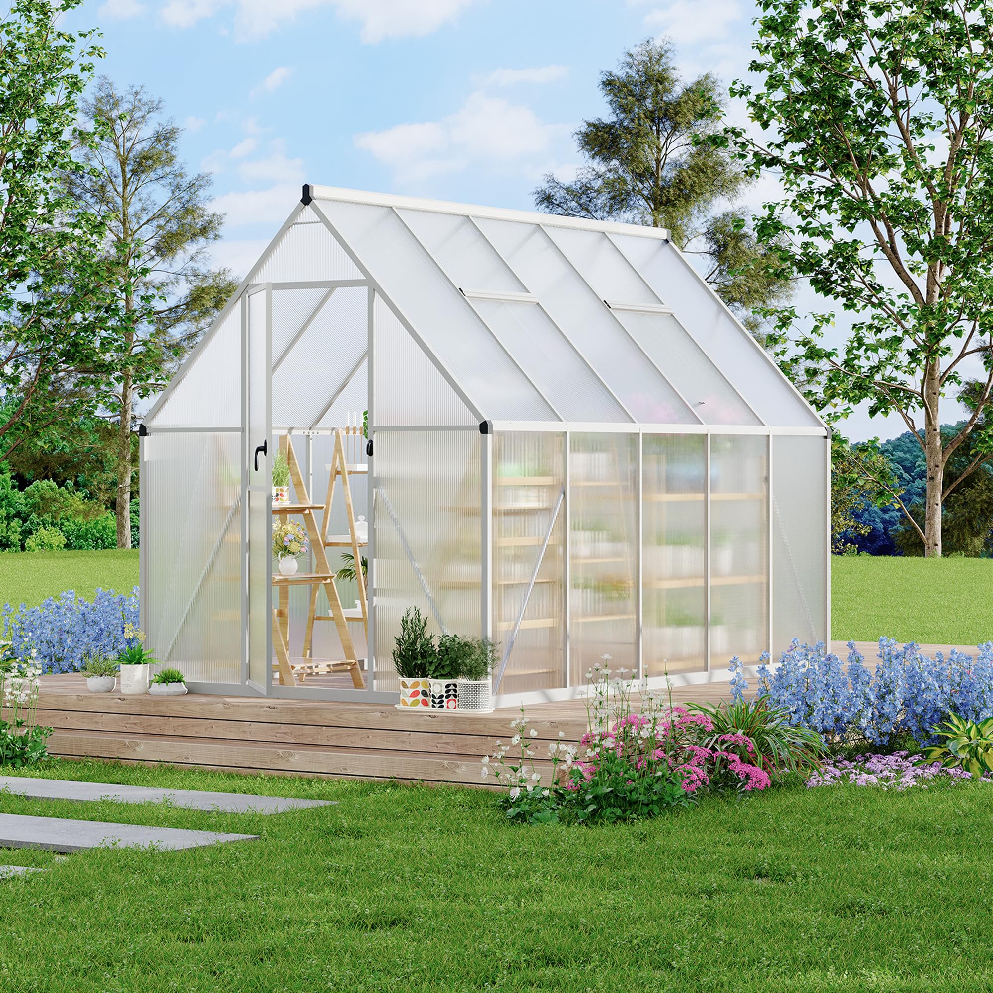 Garvee Heavy Duty 6x9 FT Aluminum Polycarbonate Walk-In Greenhouse