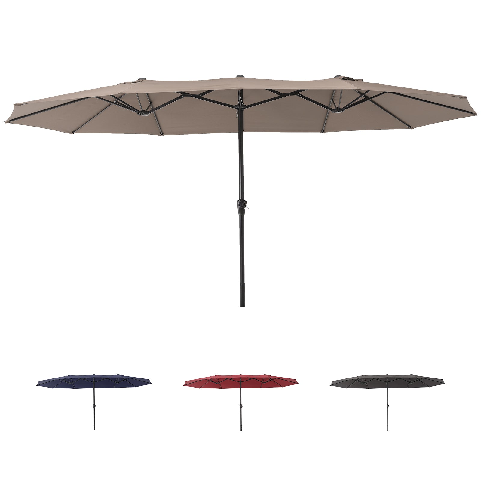 Garvee 15x9 Ft Extra Large Patio Umbrella with Base, Double-Sided Market  Umbrella with Crank Handle, Outdoor UV-Protective Pool Umbrella for Garden,  
