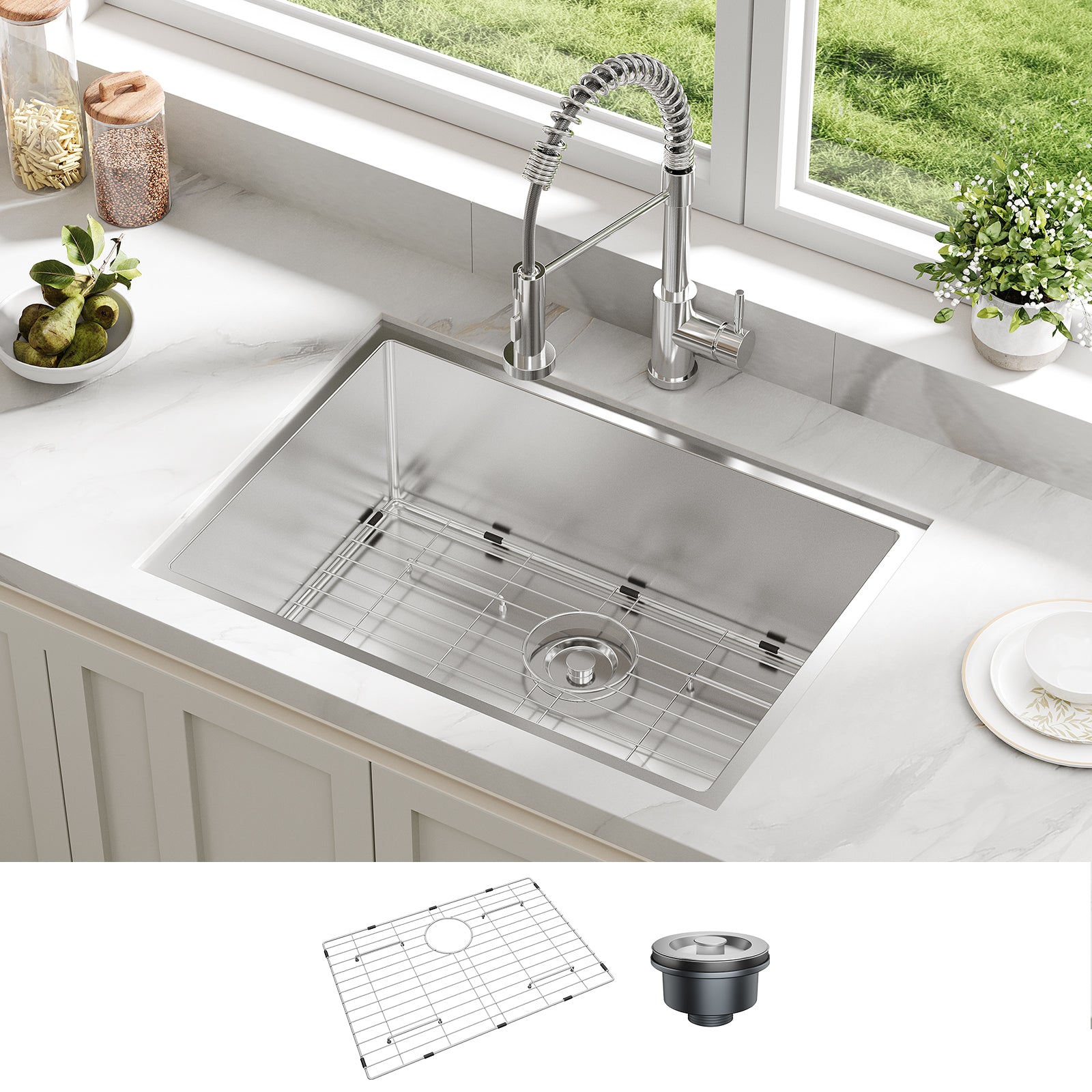 Garvee 27 Inch Undermount Kitchen Sink, Commercial Single Bowl Kitchen