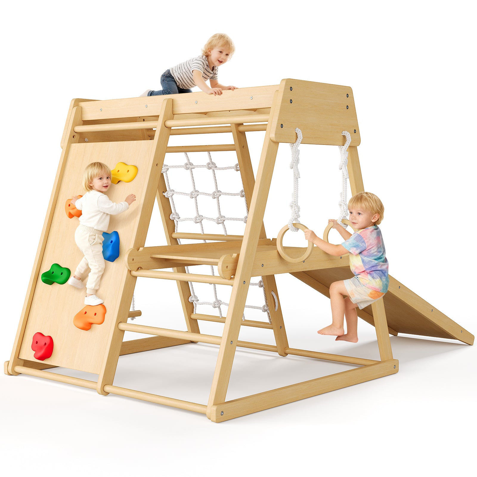 Garvee Wooden Jungle Gym Montessori Kids Outdoor Playset with