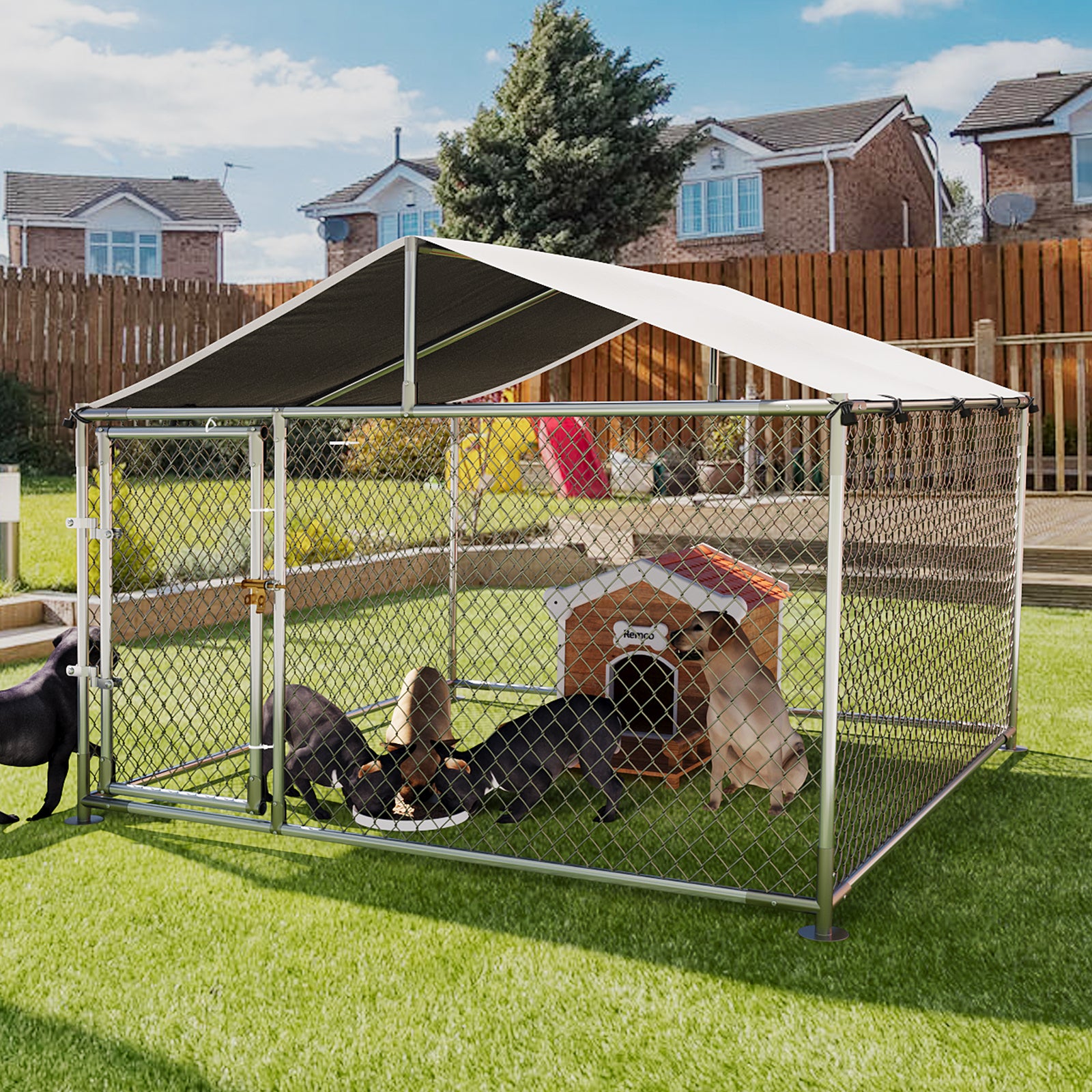 Garvee Large Outdoor Dog Kennel with Roof, Waterproof UV Resistant