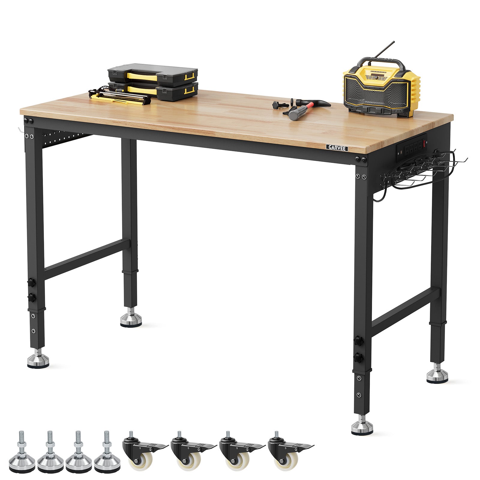 GARVEE Adjustable Workbench, 2000 lbs Load Capacity, 48 x 24 Inch Rubb