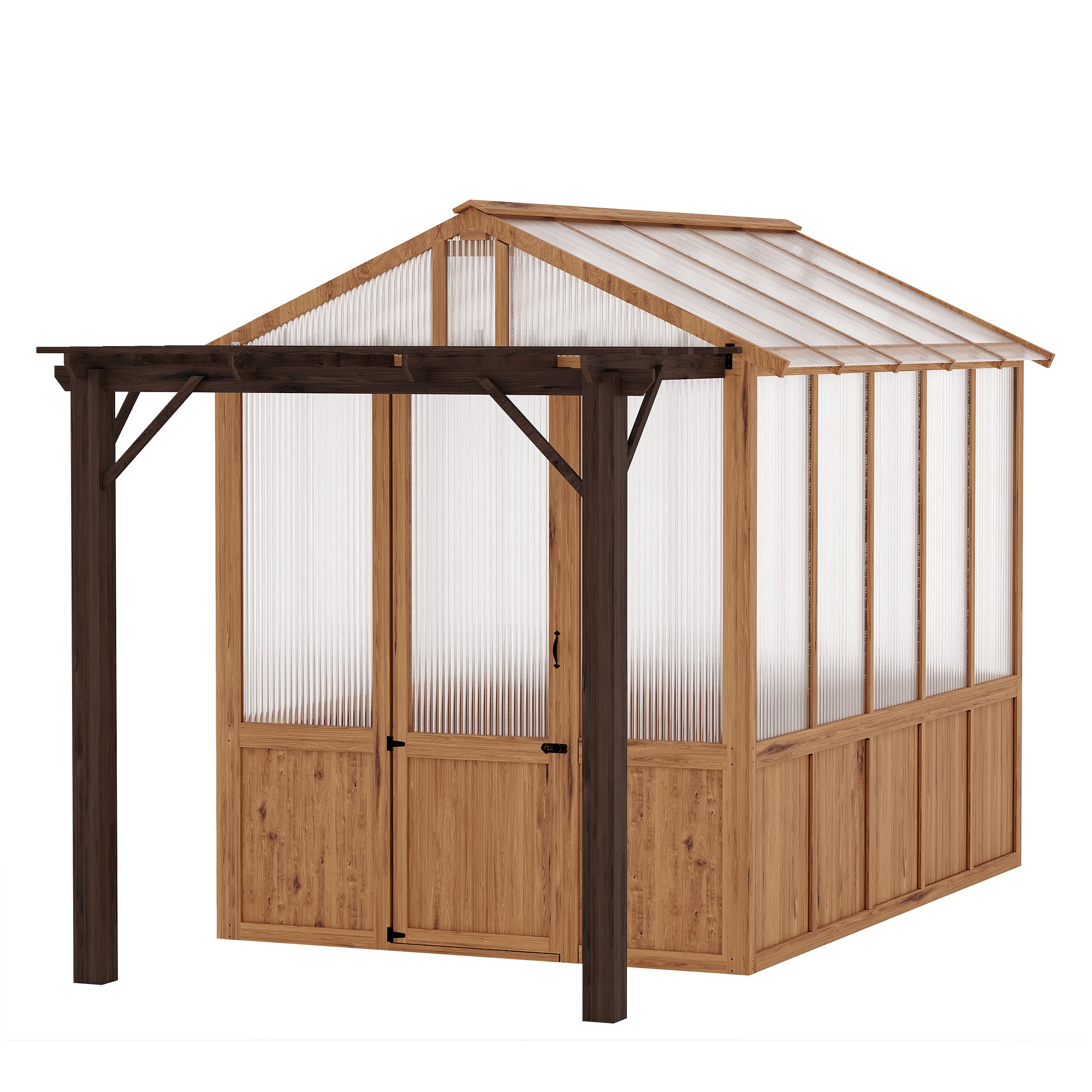 Garvee 8x13FT Greenhouse Kit with Pergola, Wooden Cedar Frame