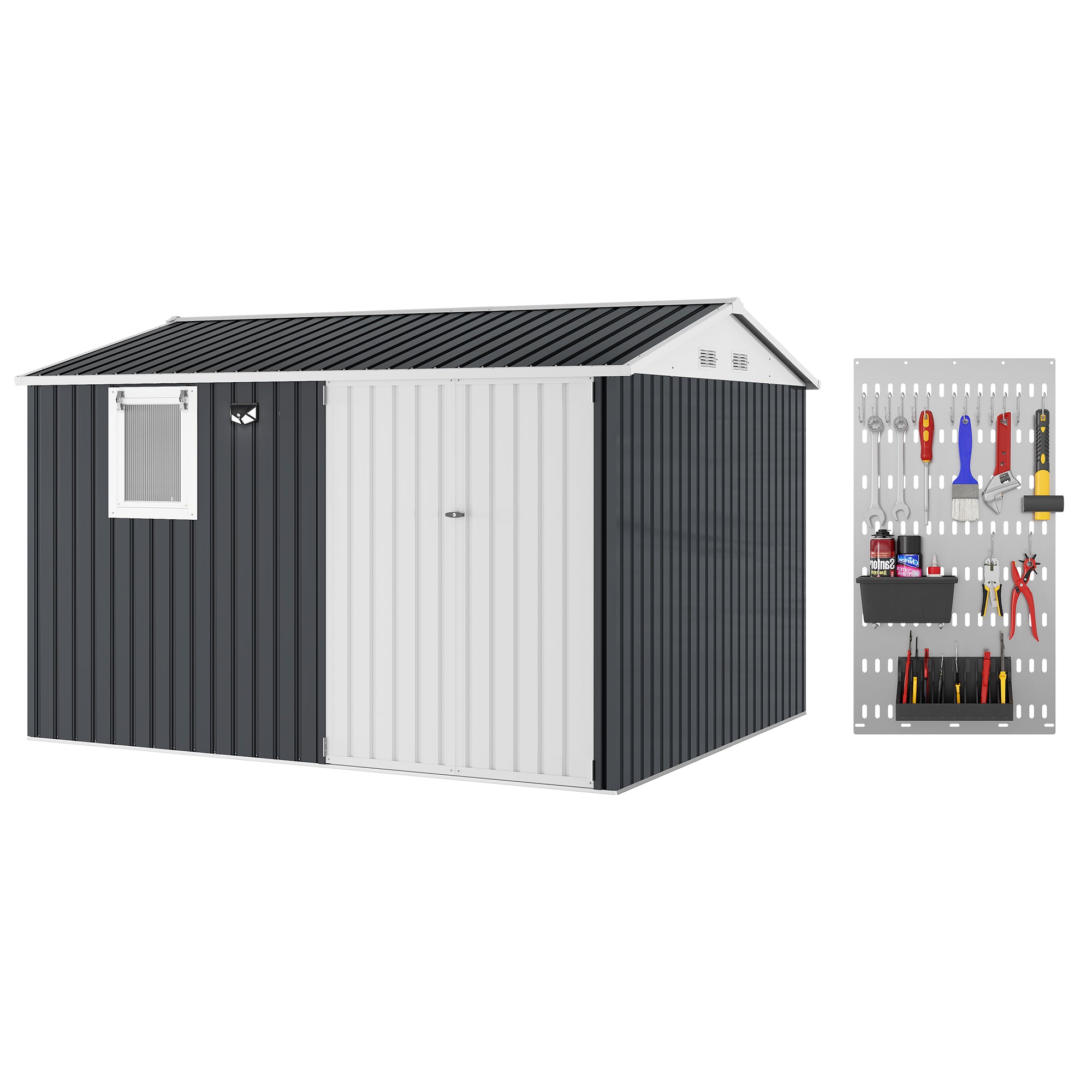 Garvee 10x8FT Metal Outdoor Storage Shed with Lockable Double