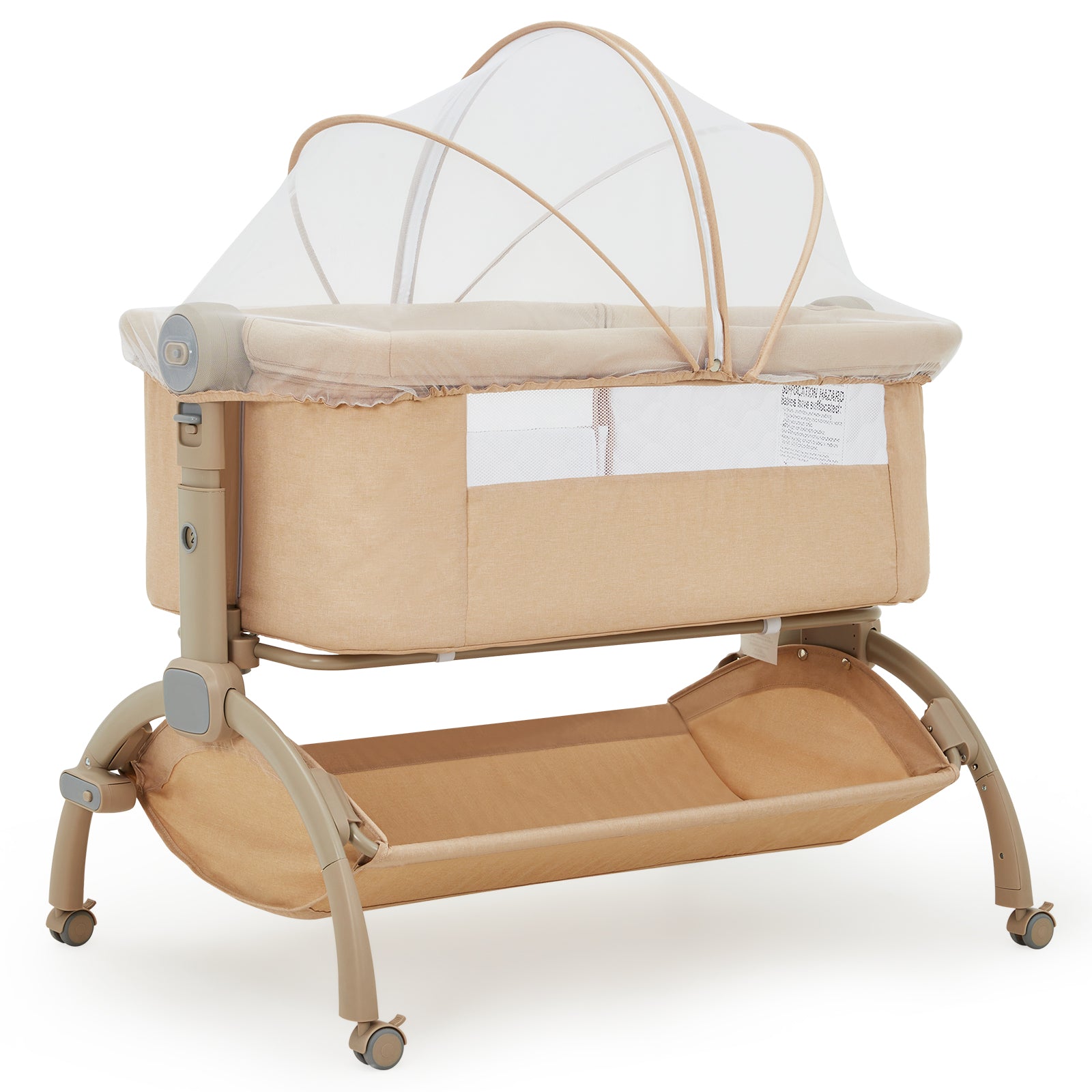 summer infant portable sleeper Garvee 3-in-1 Adjustable Bedside Baby Bassinet with Breathable Mesh in Khaki