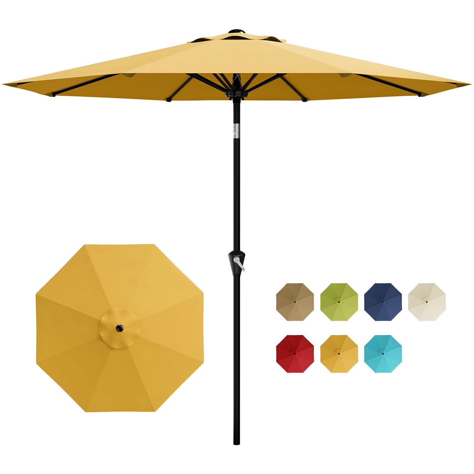 european patio umbrella SAFAVIEH Outdoor - Elsa 9-Foot Crank - Black & White Canopy - Brown Aluminum Pole - Striped Spa Design Assembled in the USA. A little slice of European