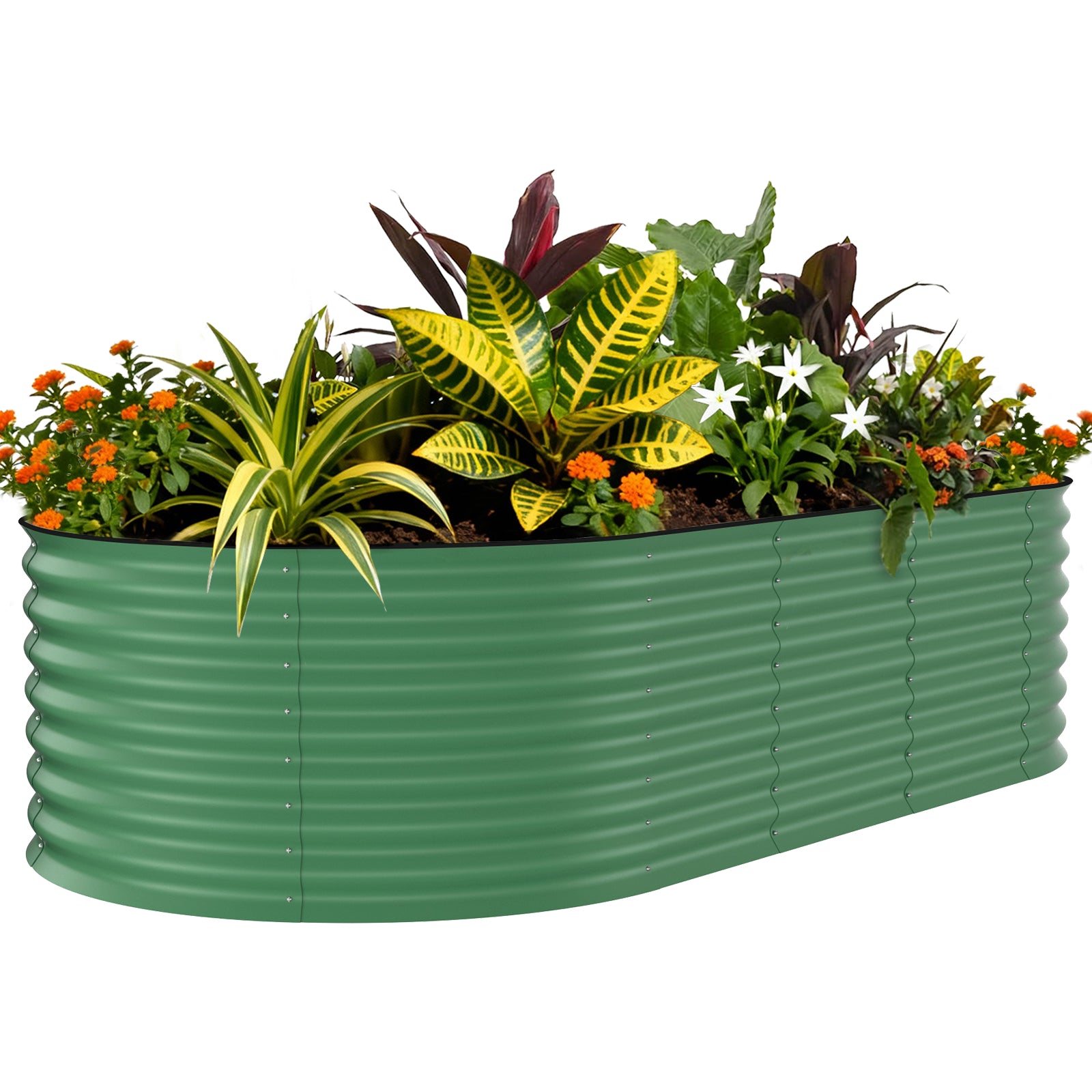 plastic galvanized planter Garvee Heavy-Duty Galvanized Raised Garden Bed 8x4x2 ft Metal Planter Box for Flowers Vegetables Herbs Fruits Green