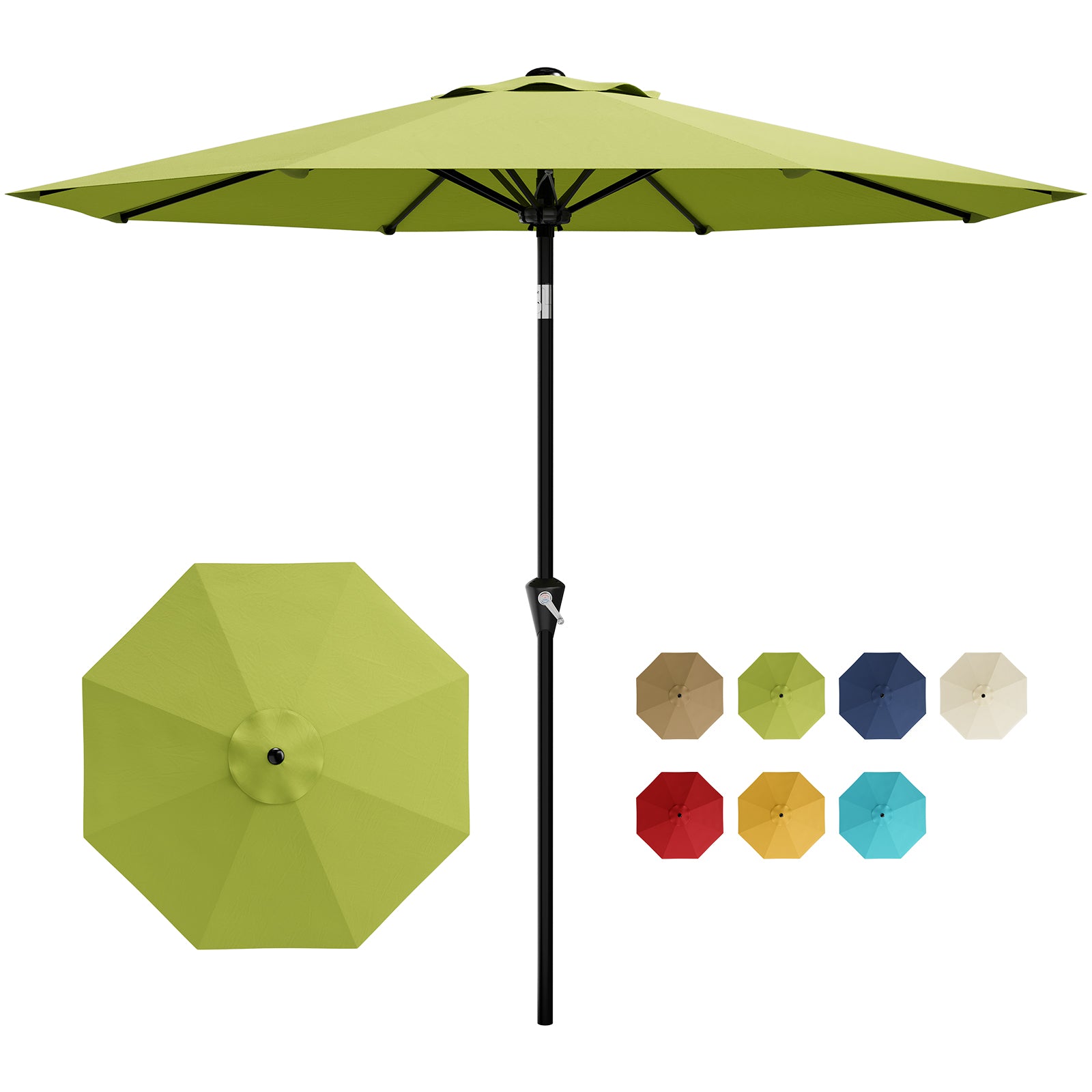 Garvee 10FT Green Fruit brand Green Patio Umbrella for Outdoor Table ?C Waterproof Market Parasol, Smooth Crank Lift, Push Button Tilt, 8 Sturdy Ribs