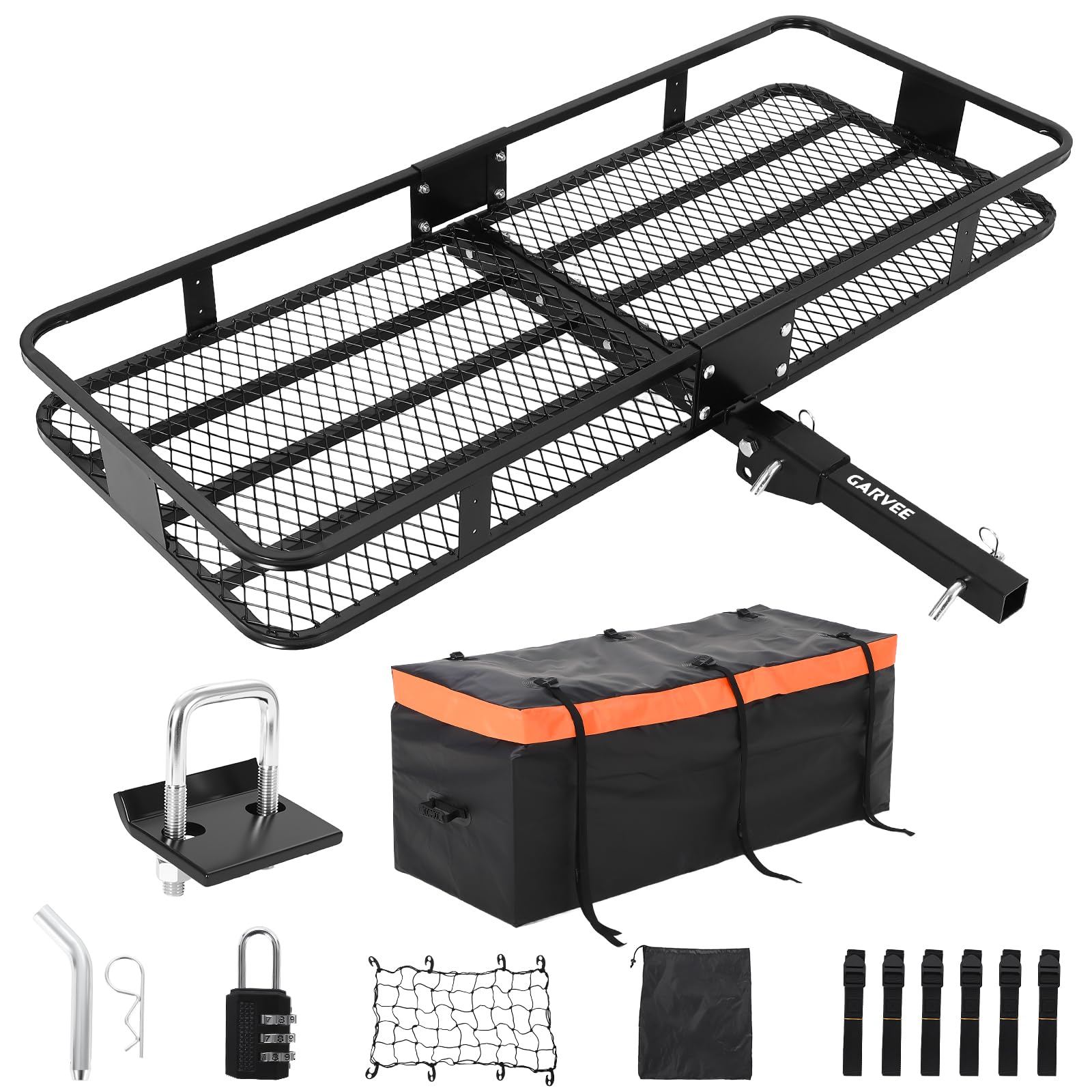Garvee Folding Hitch Mount Cargo Carrier Basket 60