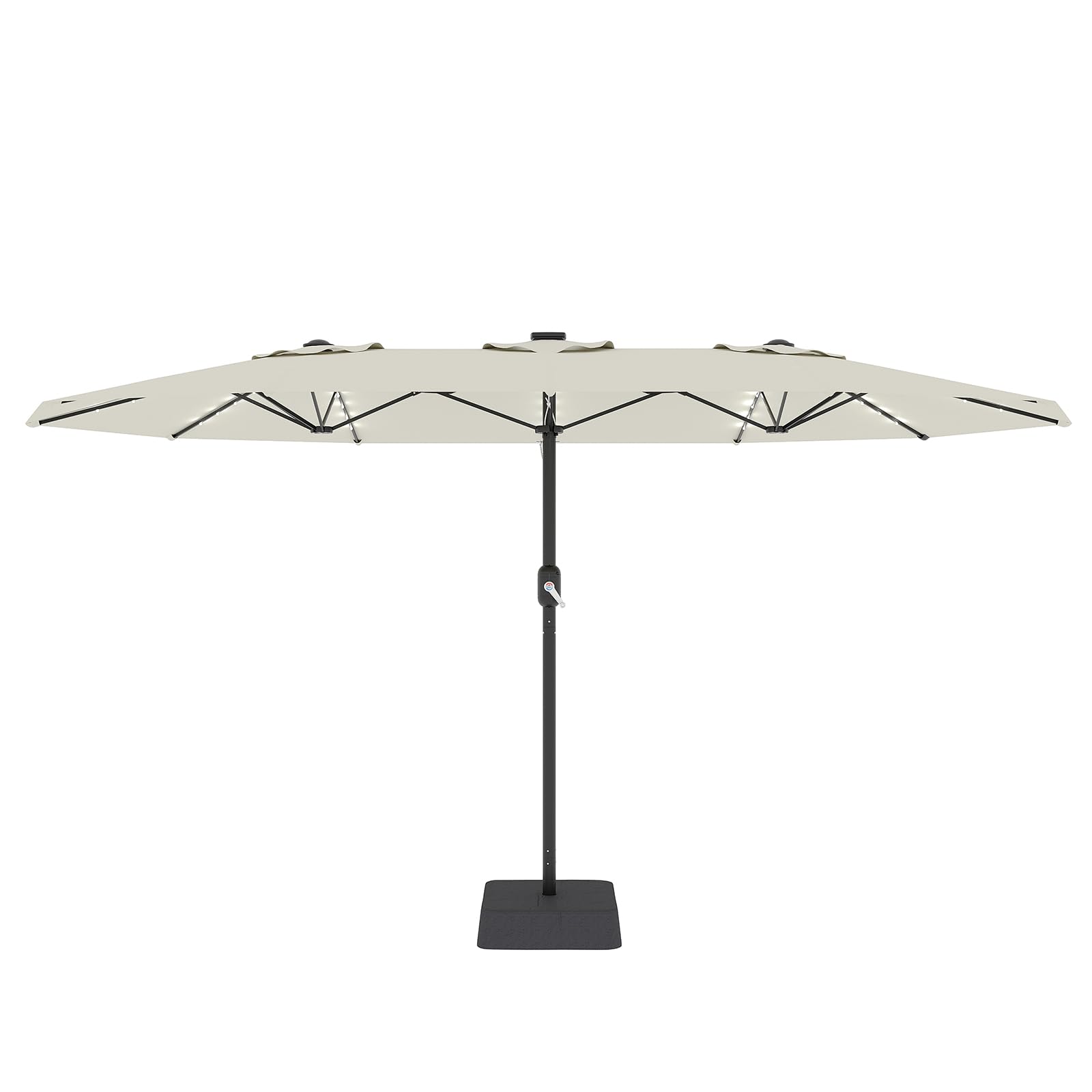 15 rectangular patio umbrella Garvee 15' Rectangular Patio Umbrella with Solar LED Lights & Base, Crank Handle UV-Resistant Outdoor Market Umbrella for Backyard, Pool & Patio,