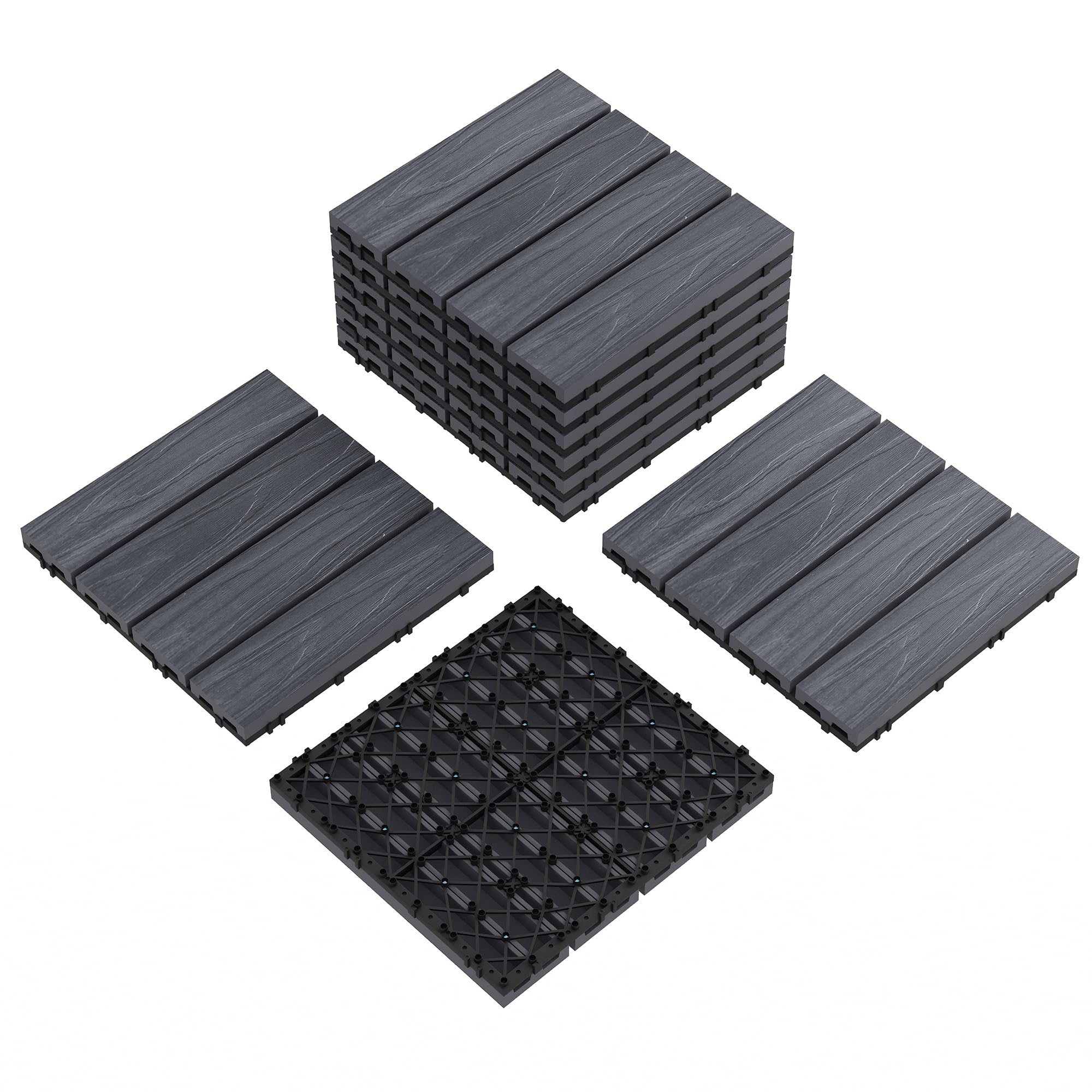 Garvee All-Weather Composite Interlinked Deck Tiles 12x12
