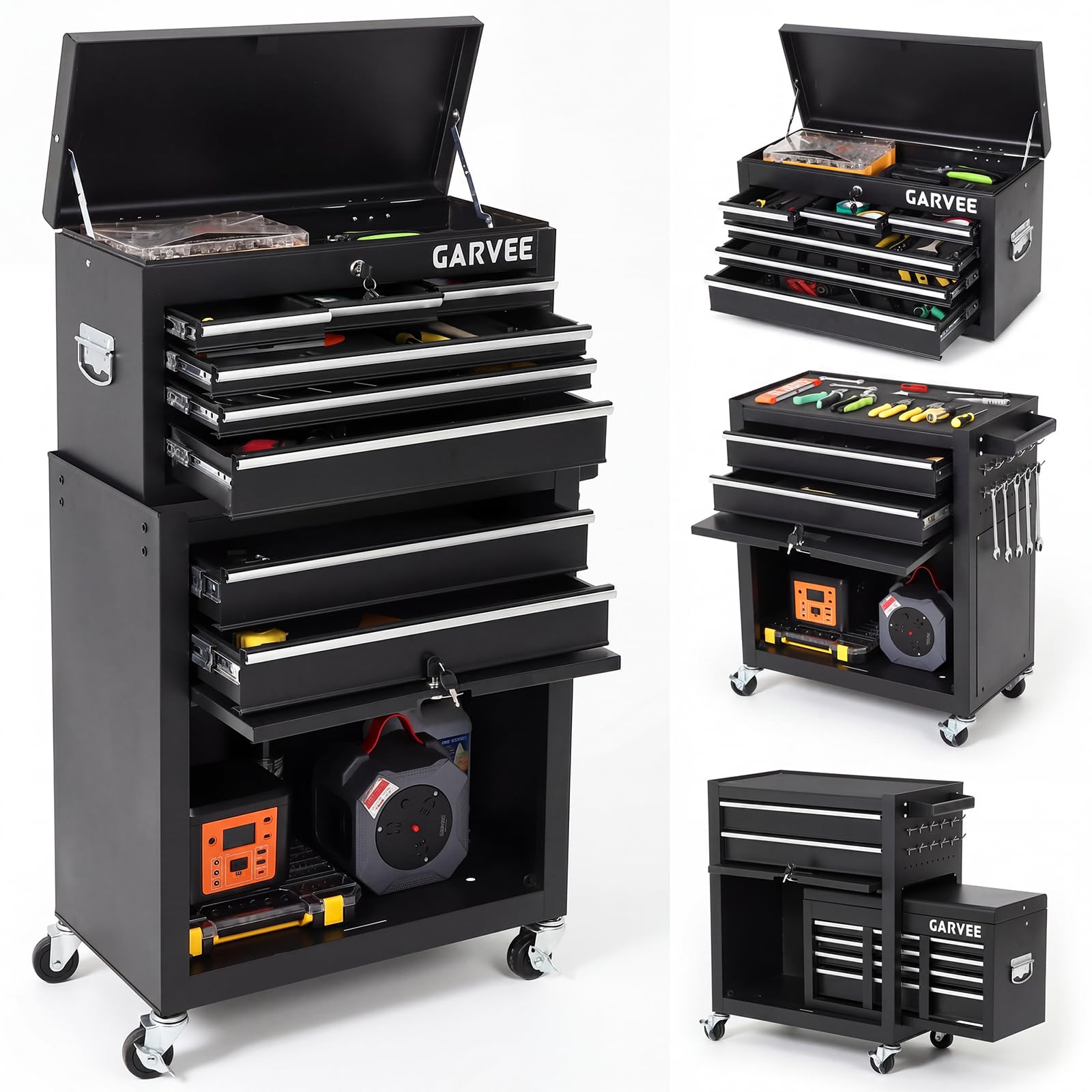 Garvee Heavy Duty 8-Drawer Rolling Tool Chest Cabinet with Lock