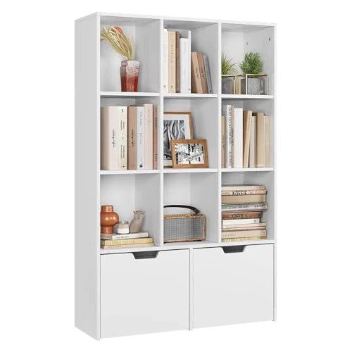corner bookshelf farmhouse, 5-tier open bookshelf, 3-tier farmhouse bookcase, arched bookshelf with doors, Garvee bookshelves