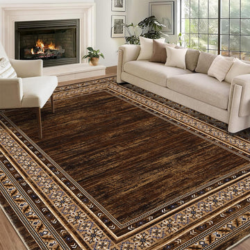 Bordered Rugs-Red-Brown