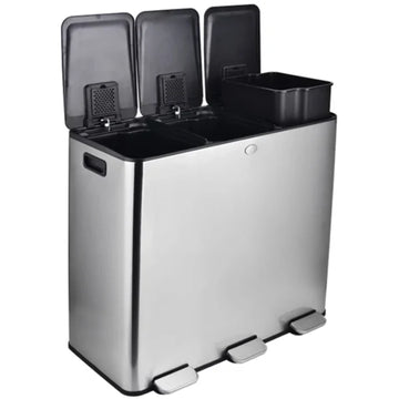 dual trash can, recycle and trash can, commercial janitorial cart, large capacity trash can, heavy-duty trash can, Garvee cleaning supplies