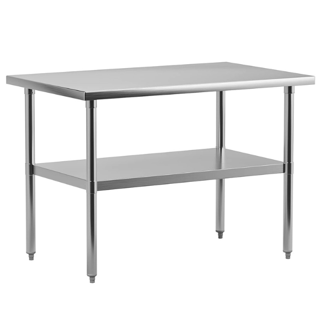GARVEE 48"L x 30"W x 34"H Stainless Steel Work Table - NSF Certified, Heavy-Duty Food Prep Table for Home, Restaurant, and Hotel Use